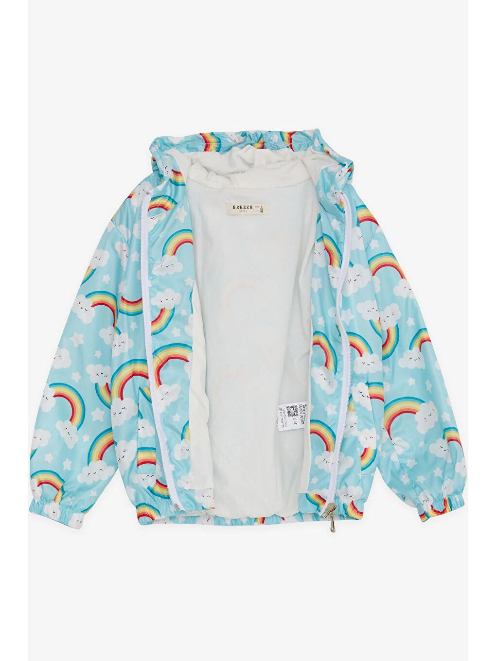 Kız Çocuk Yağmurluk Gökyüzü Temalı Bulutcuk Desenli Turkuaz (1 Yaş)-1