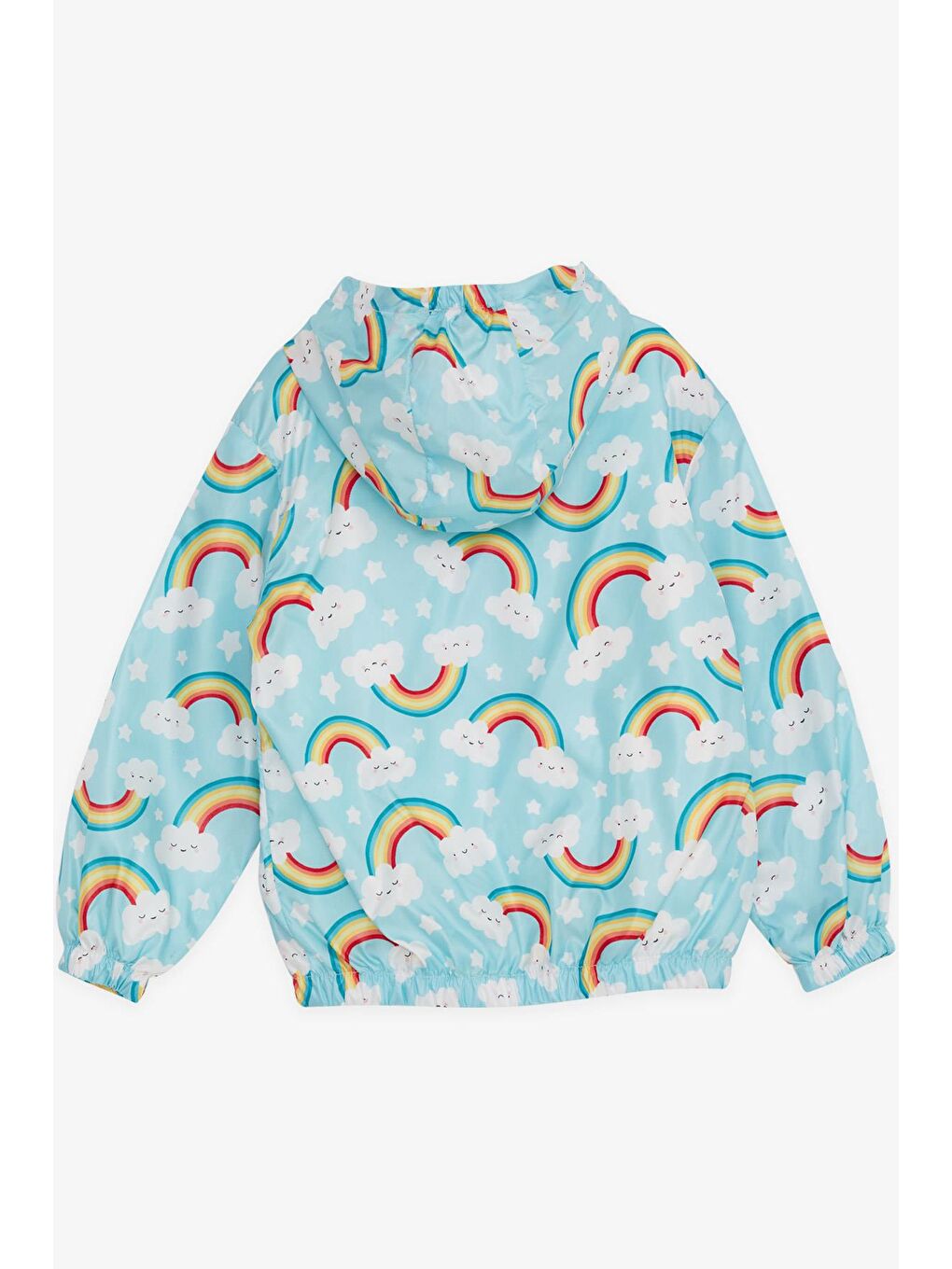 Kız Çocuk Yağmurluk Gökyüzü Temalı Bulutcuk Desenli Turkuaz (1 Yaş)-2