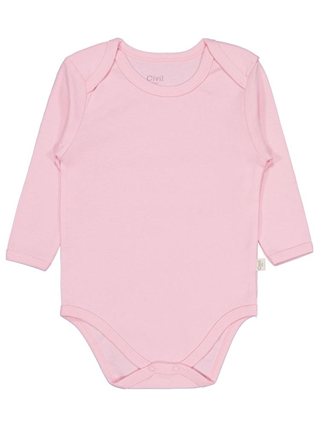 Baby Düz Renkli Uzun Kol 12-36 Ay Çıtçıtlı Badi - Pembe 3-4 Yaş