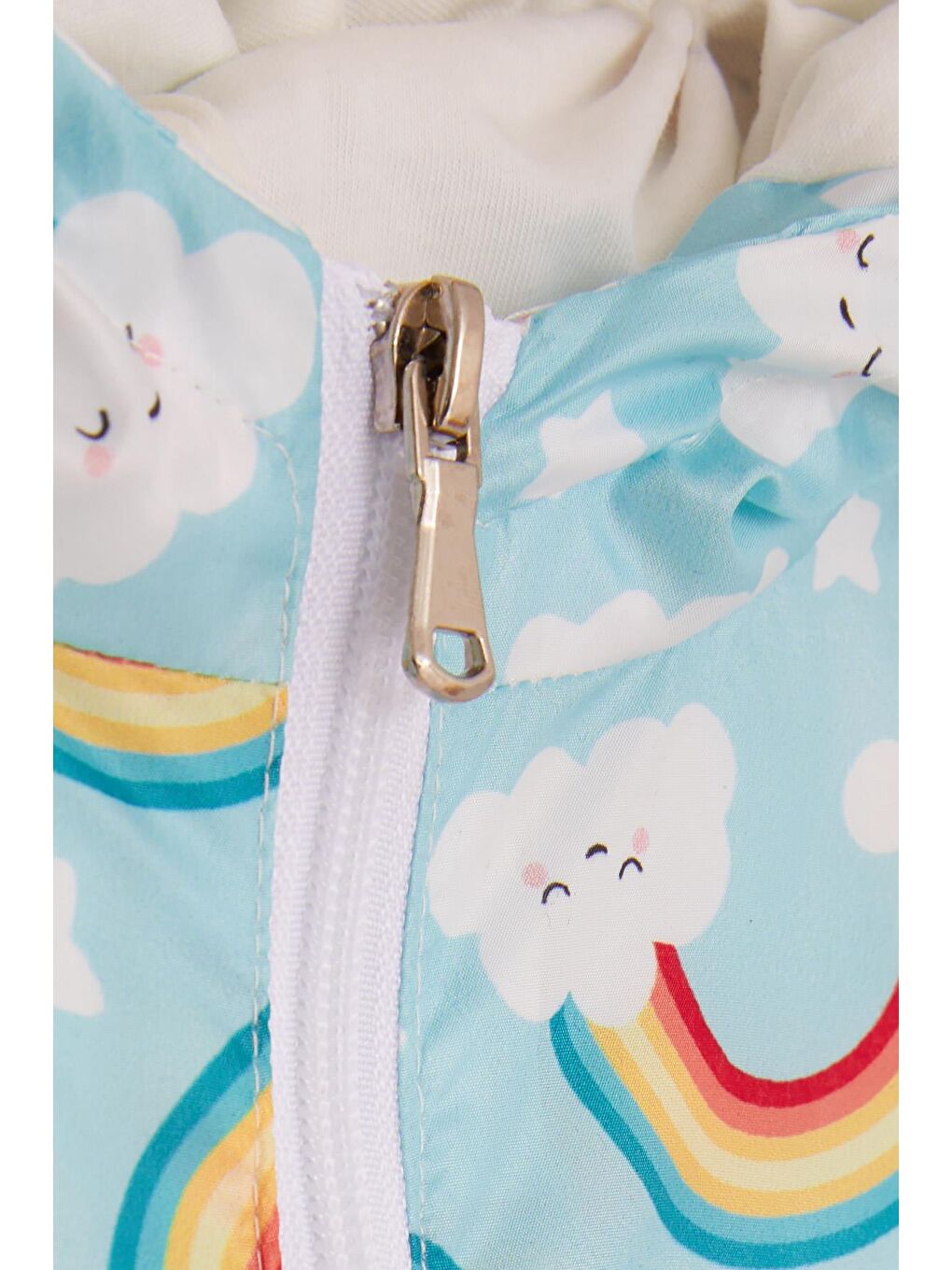 Kız Çocuk Yağmurluk Gökyüzü Temalı Bulutcuk Desenli Turkuaz (1 Yaş)-3