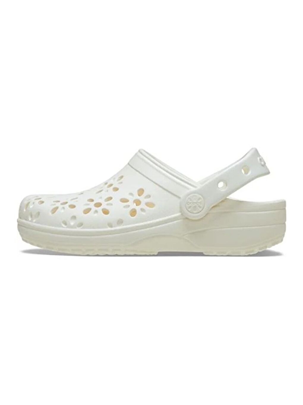 Classic Floral Cut Out Clog Kadın Beyaz Terlik 210927-1