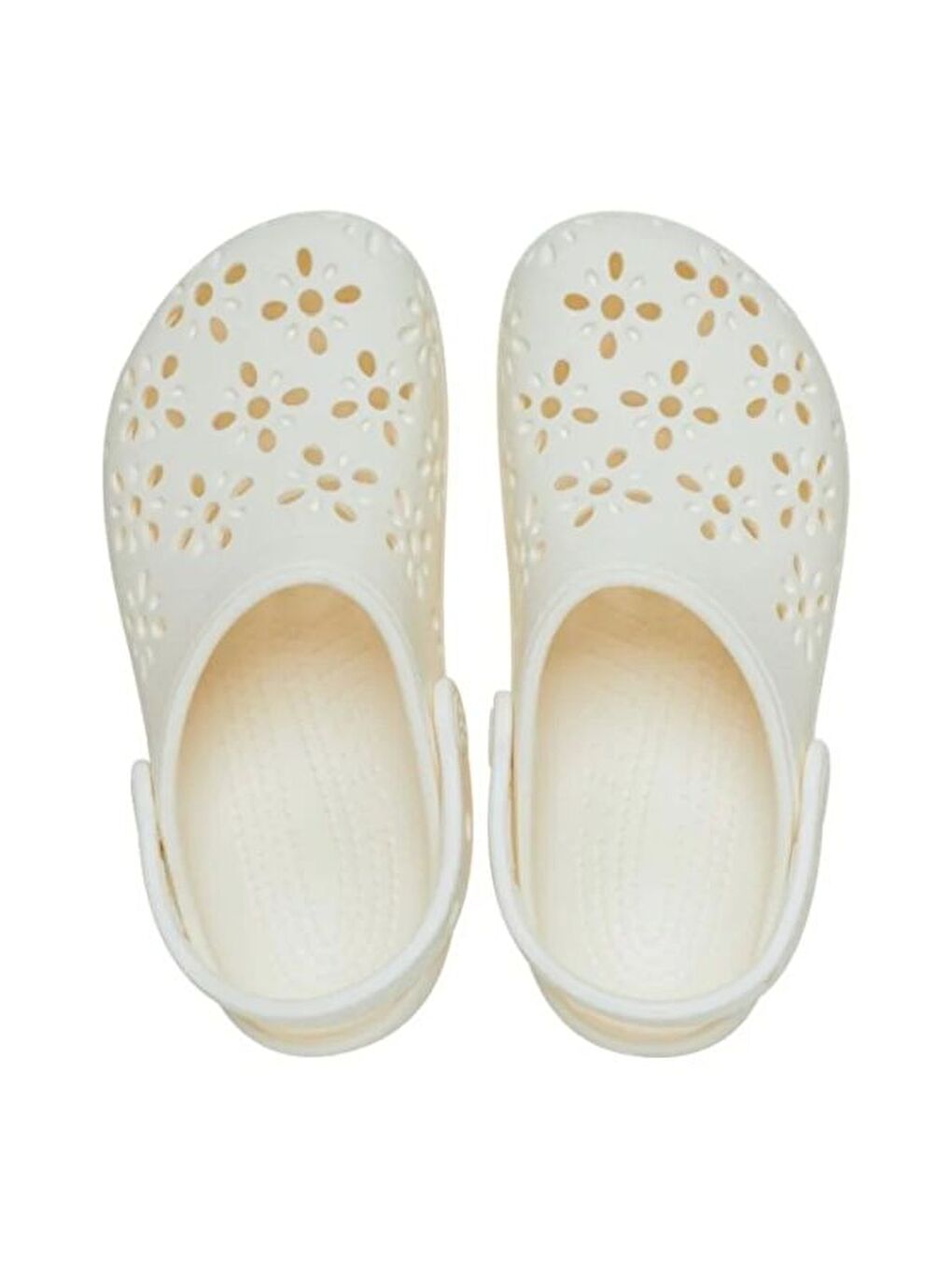 Classic Floral Cut Out Clog Kadın Beyaz Terlik 210927-3