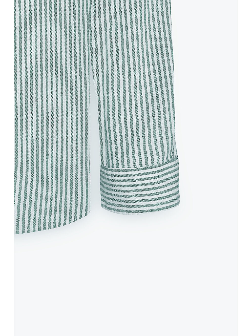 Lila Erkek Yeşil-Ekru Keten Comfort Fit Rahat Kesim Klasik Yaka Çizgili Gömlek-9