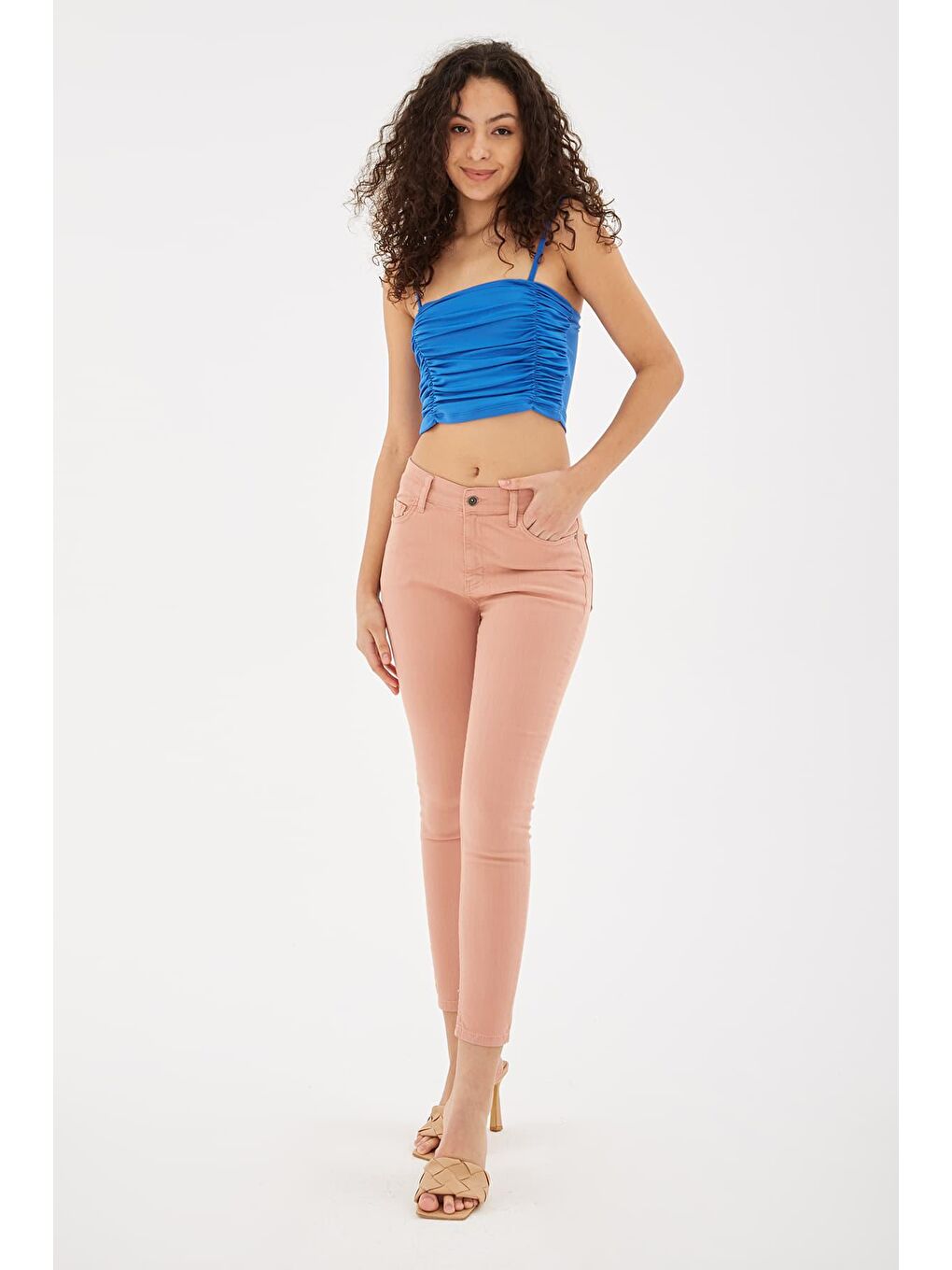 Fashion Friends Somon Streç Pamuklu Yüksek Bel Skinny Fit Kadın Pantolon 23Y0034K1