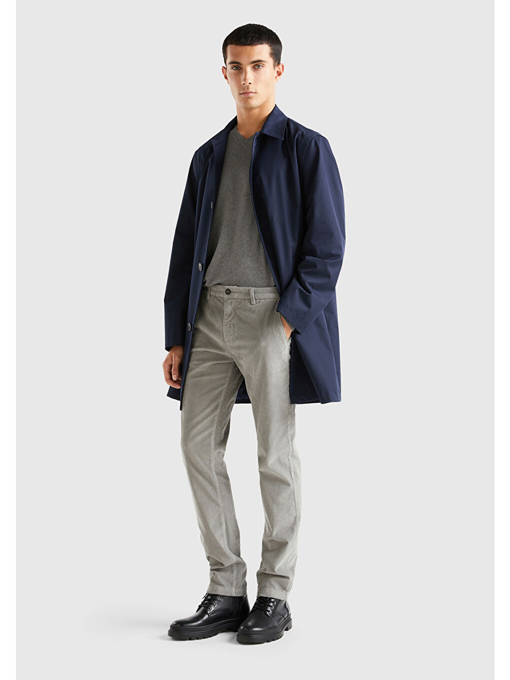 Gri Esnek Kadife Erkek Pantolon-2