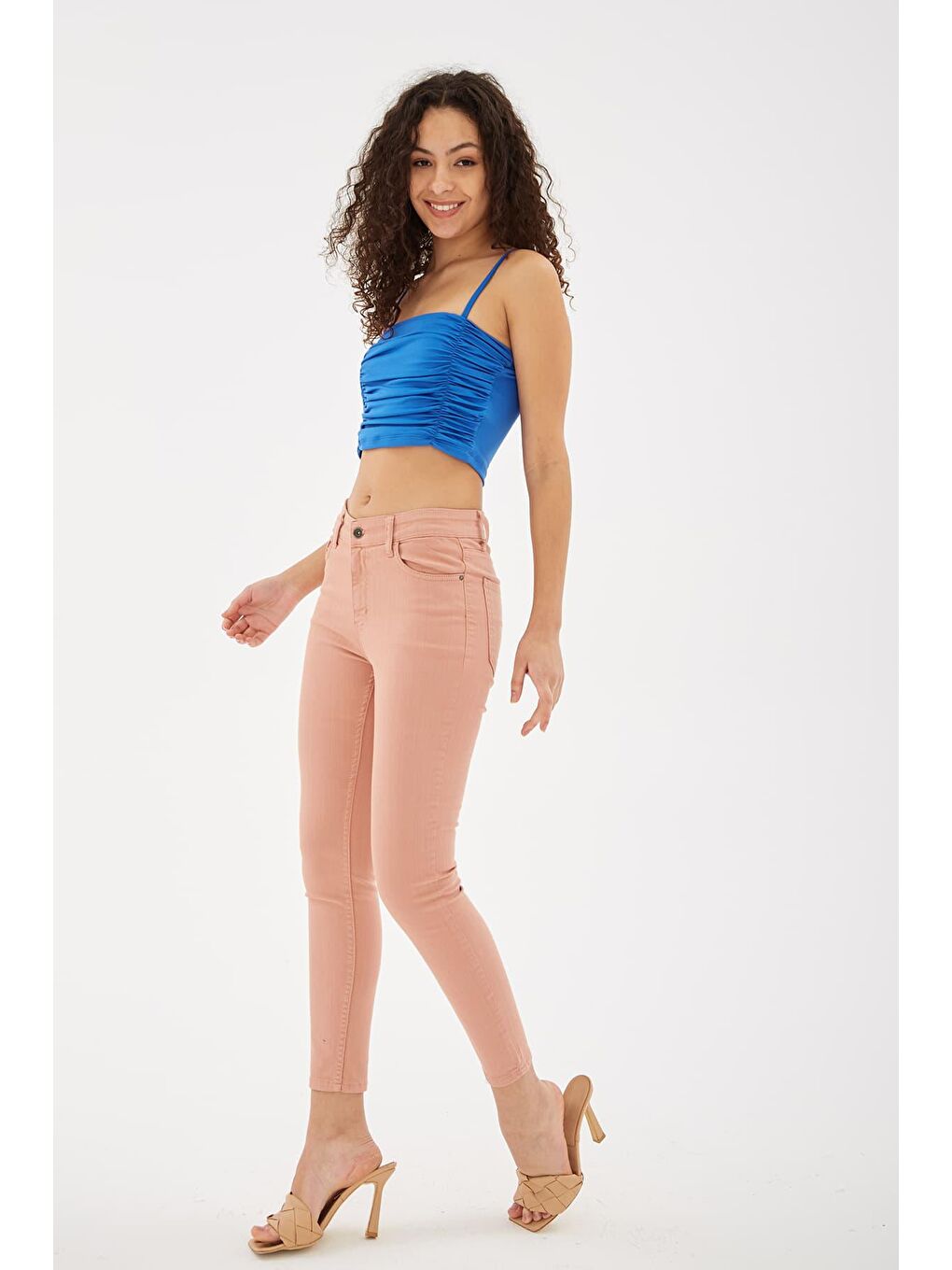 Fashion Friends Somon Streç Pamuklu Yüksek Bel Skinny Fit Kadın Pantolon 23Y0034K1 - 2