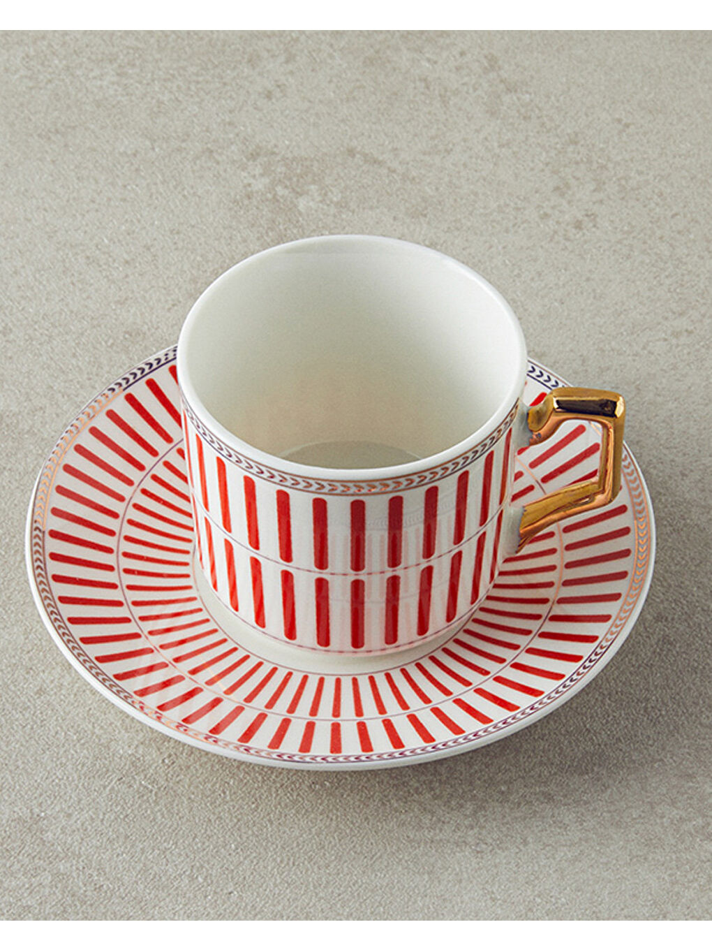 Rabecca New Bone China Kahve Fincan Takımı 4 Parça 2 Kişilik Kırmızı-2