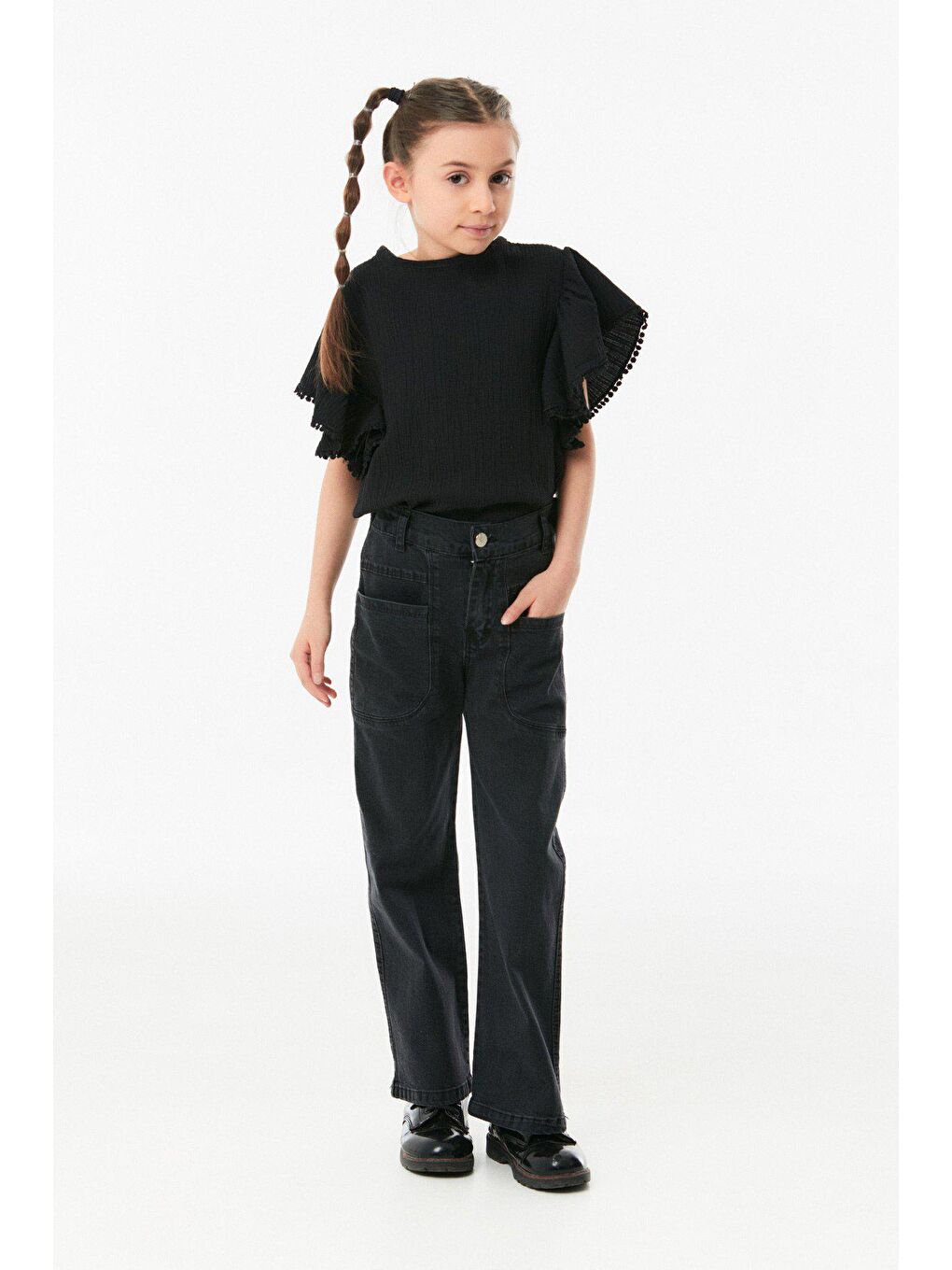 Antrasit Straight Kız Çocuk Jean Pantolon
