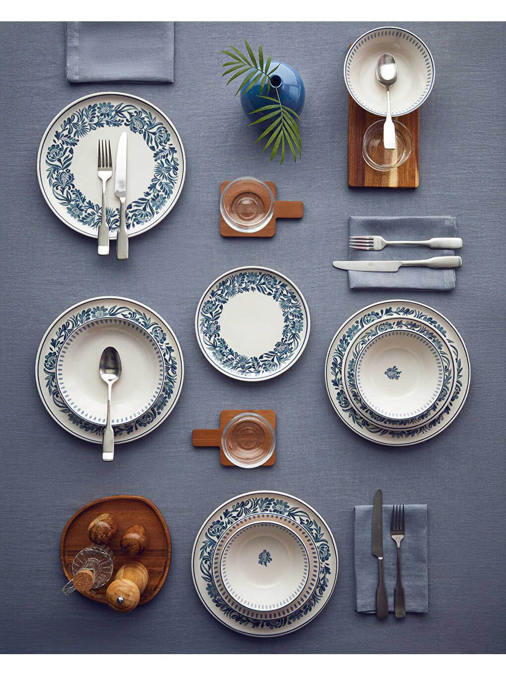 Helis Seramik Yemek Takımı 16 Parça 4 Kişilik Mavi