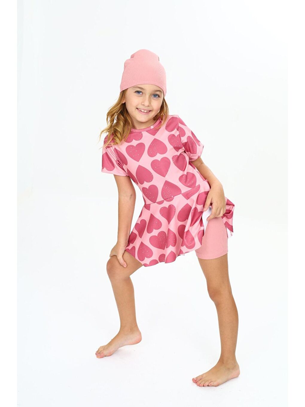 Kırmızı Üç Parça Kız Çocuk Boneli Mayo-1