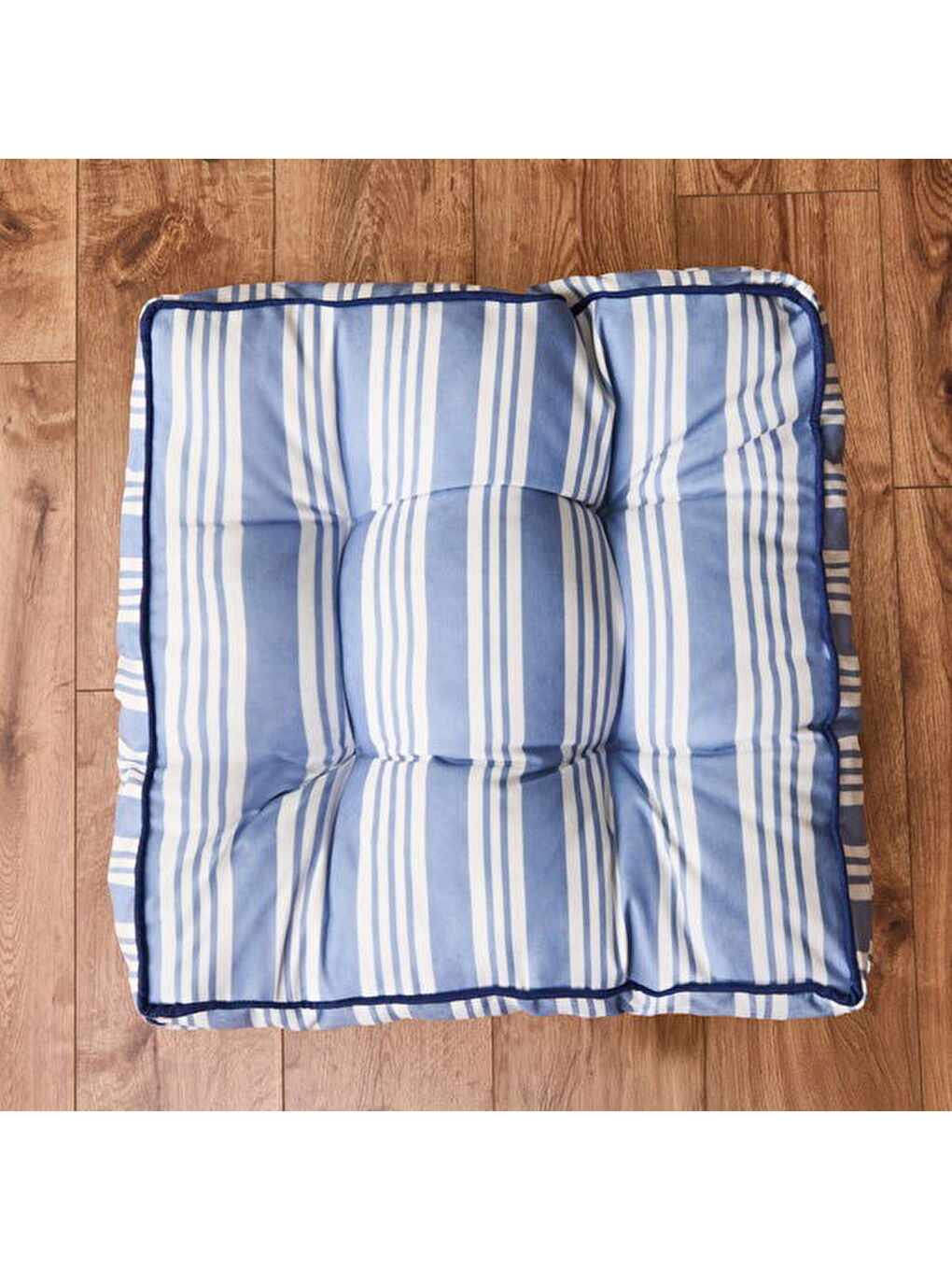 Soft Sonne Yer Minderi - Beyaz / Mavi - 50x50x14 cm-3