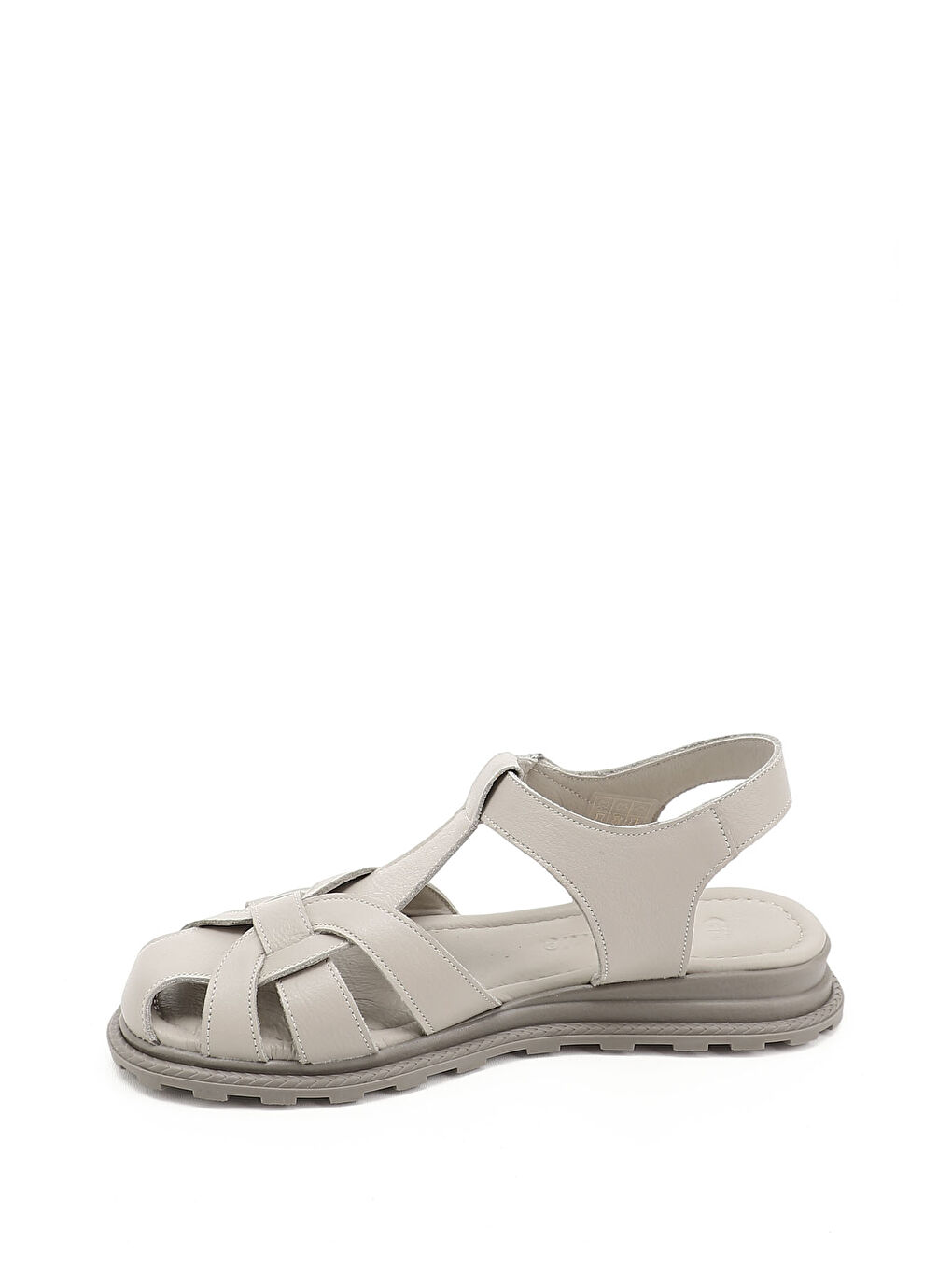 Yeşil Kadın YEŞİL Cırt Bantlı Burnu Kapalı Hakiki Deri Sandalet-2