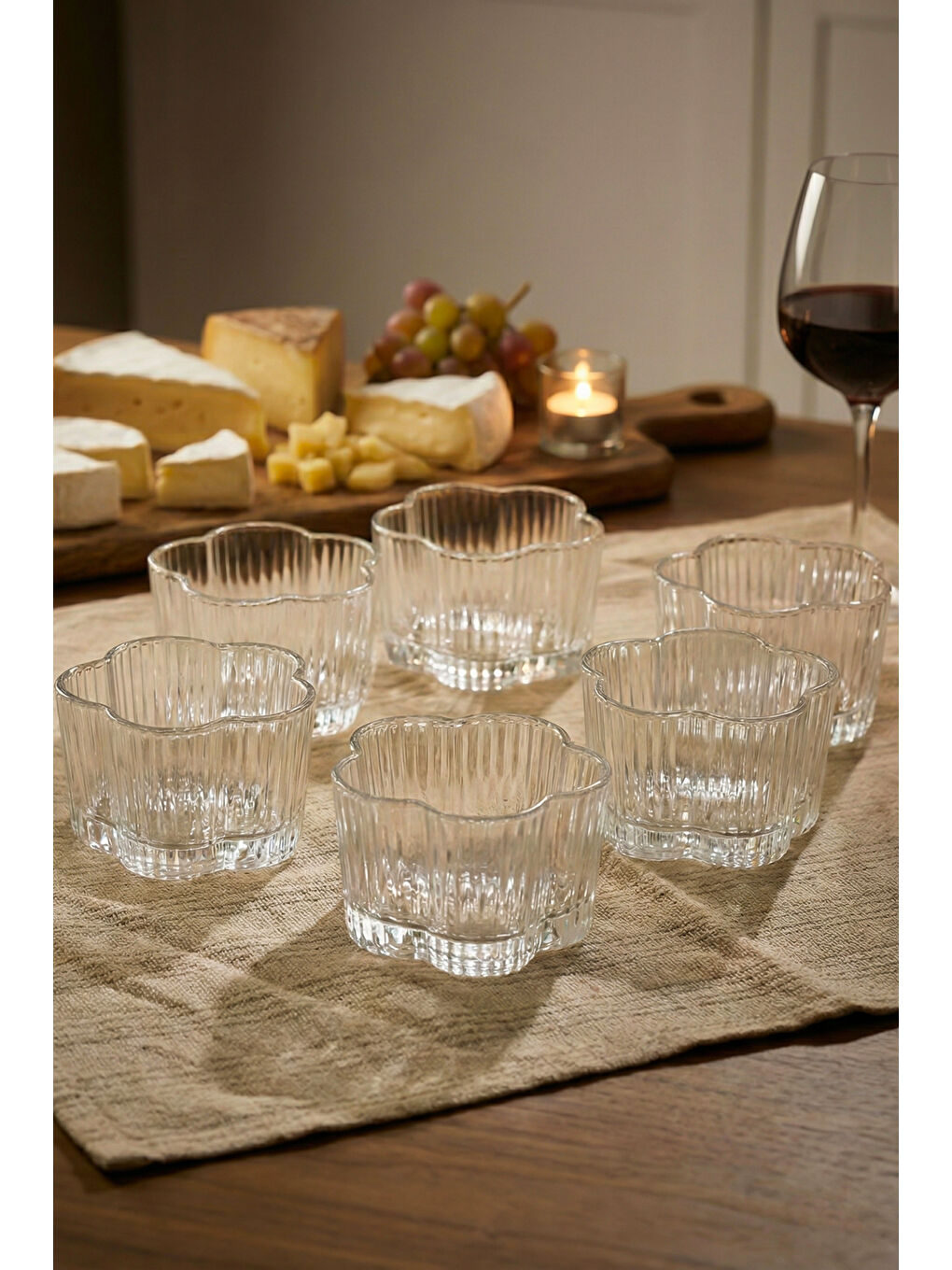 Renksiz RYG7061 Flower 6lı Cam Kase Seti Çerez Kasesi 6 x 7,5 cm-2