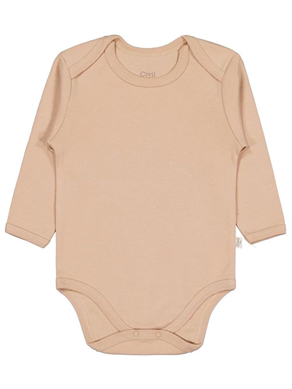 Baby Düz Renkli Uzun Kol 12-36 Ay Çıtçıtlı Badi - Kahverengi 2-3 Yaş-2