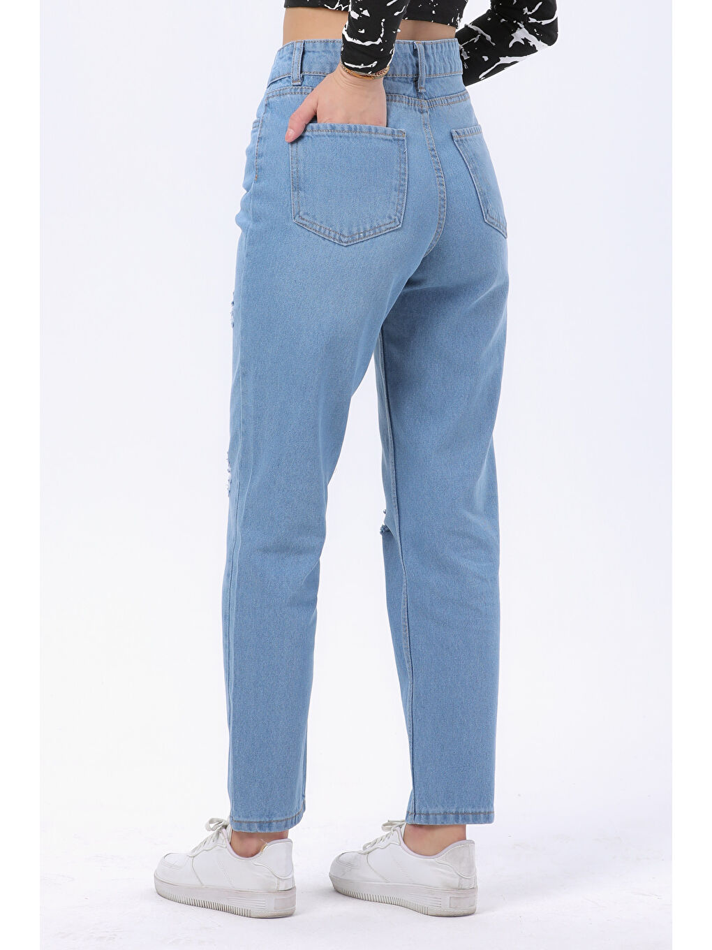 Mom Jeans Jean Pantolon Buz Mavi   23809-3