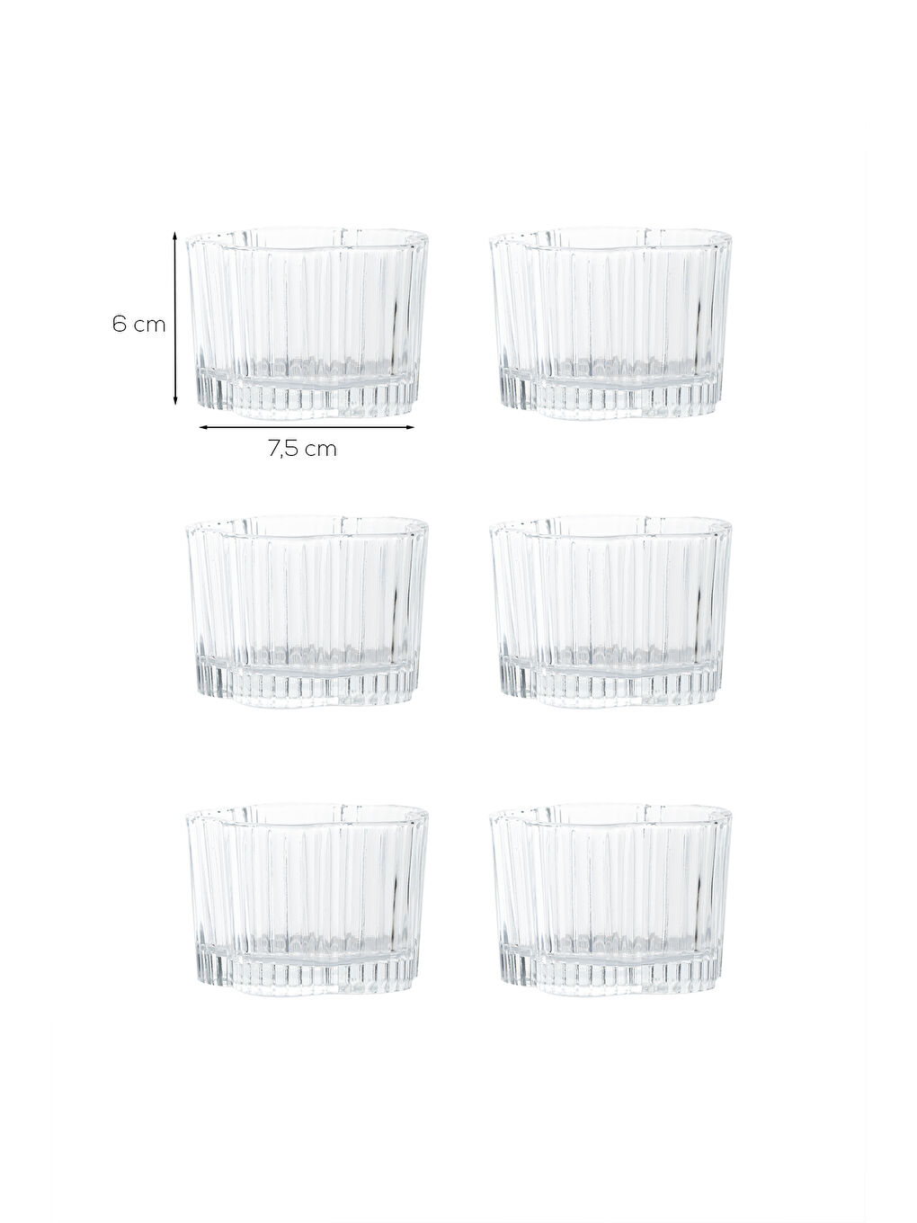 Renksiz RYG7061 Flower 6lı Cam Kase Seti Çerez Kasesi 6 x 7,5 cm-4