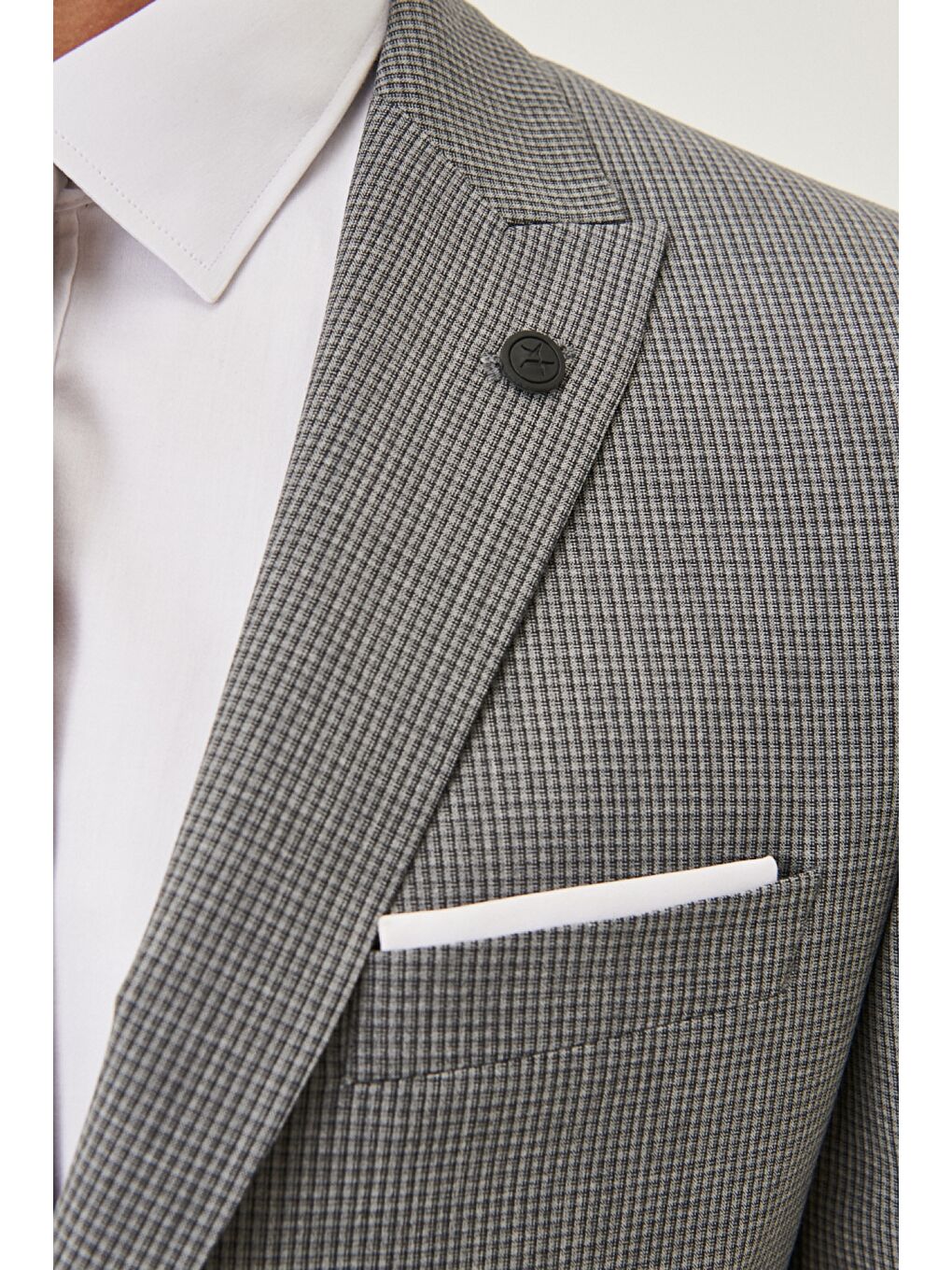 Erkek Gri Slim Fit Desenli Takım Elbise-2