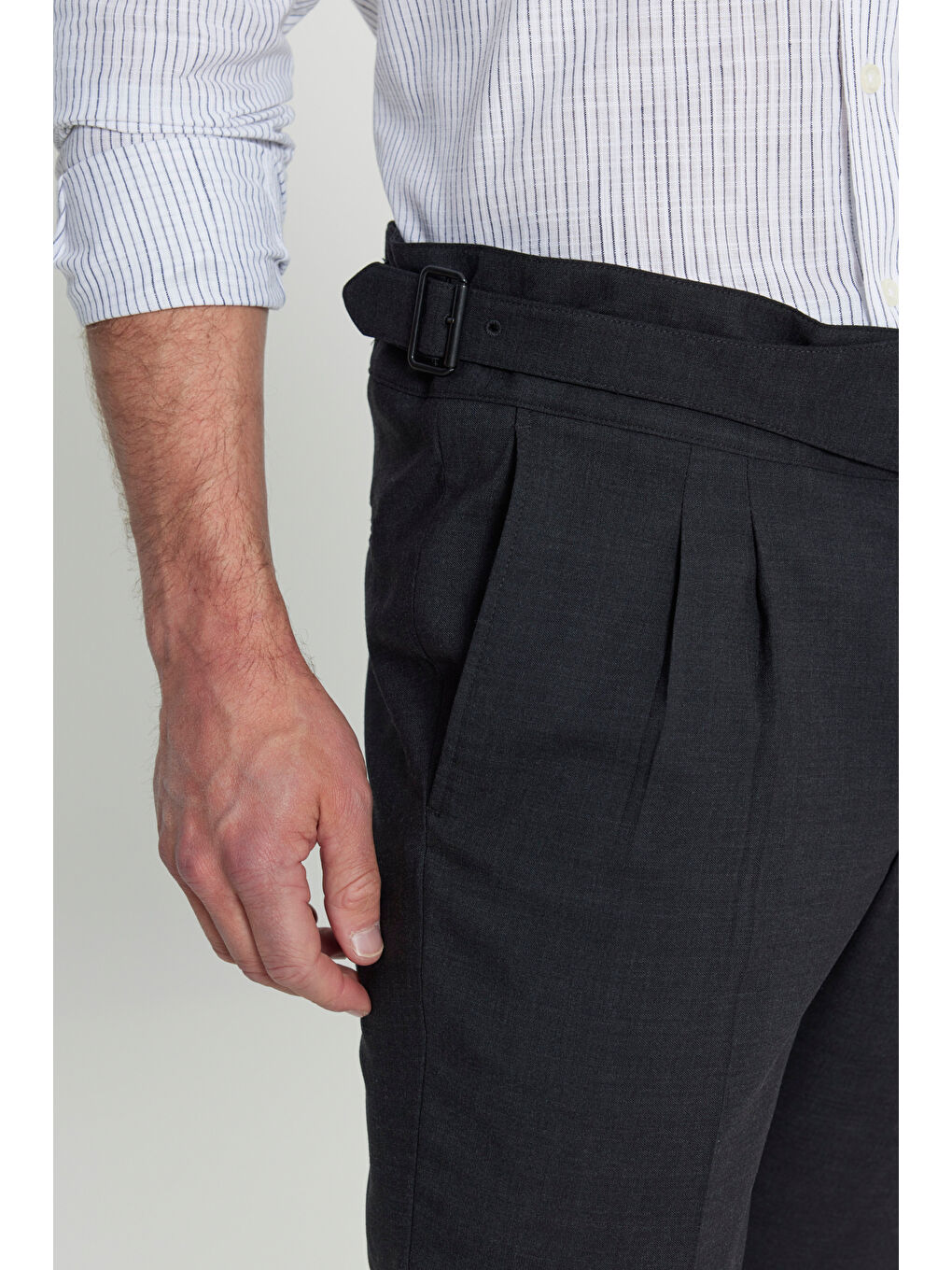 Erkek Gri Slim Fit Dar Kesim Beli Lastikli Yan Cep Rahat Pantolon-3