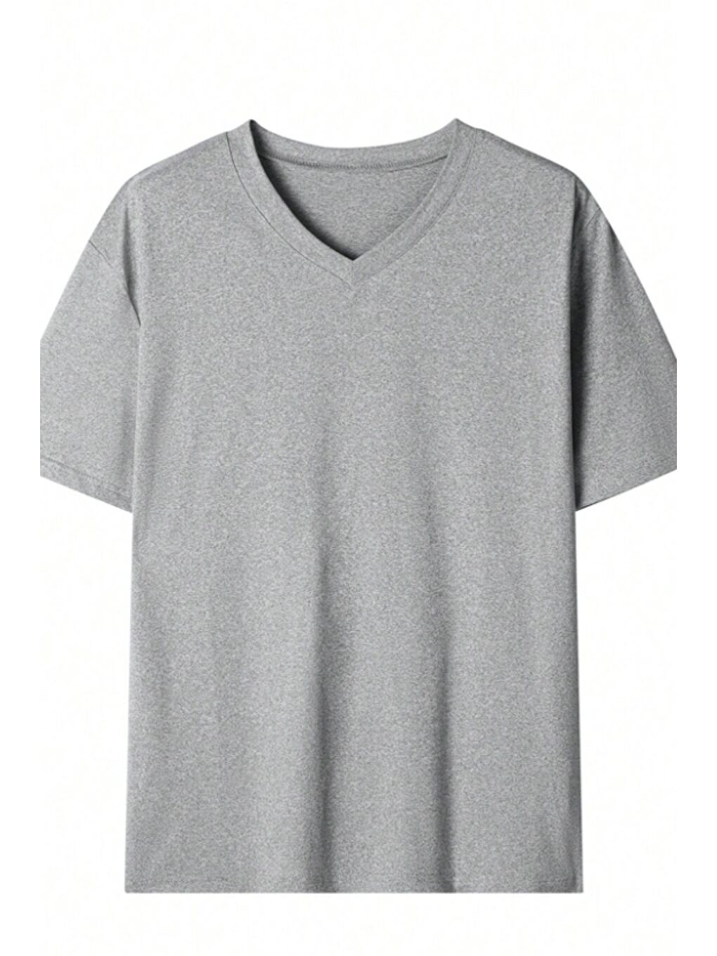 Gri Erkek %100 Pamuk V Yaka Slim Fit Dar Kesim Tişört