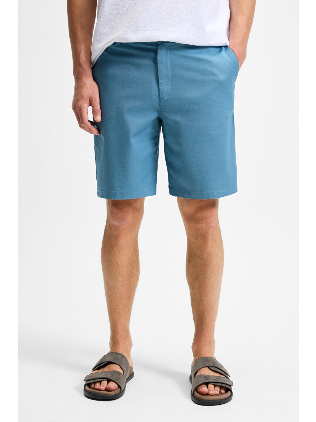 İndigo TEEMO Erkek Yanları Cepli Fermuarlı Elastanlı Slim Fit İNDİGO Şort-3