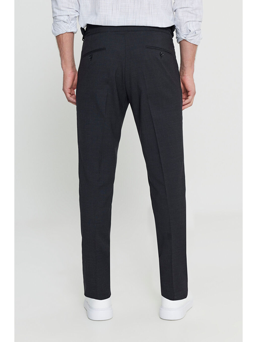 Erkek Gri Slim Fit Dar Kesim Beli Lastikli Yan Cep Rahat Pantolon-5