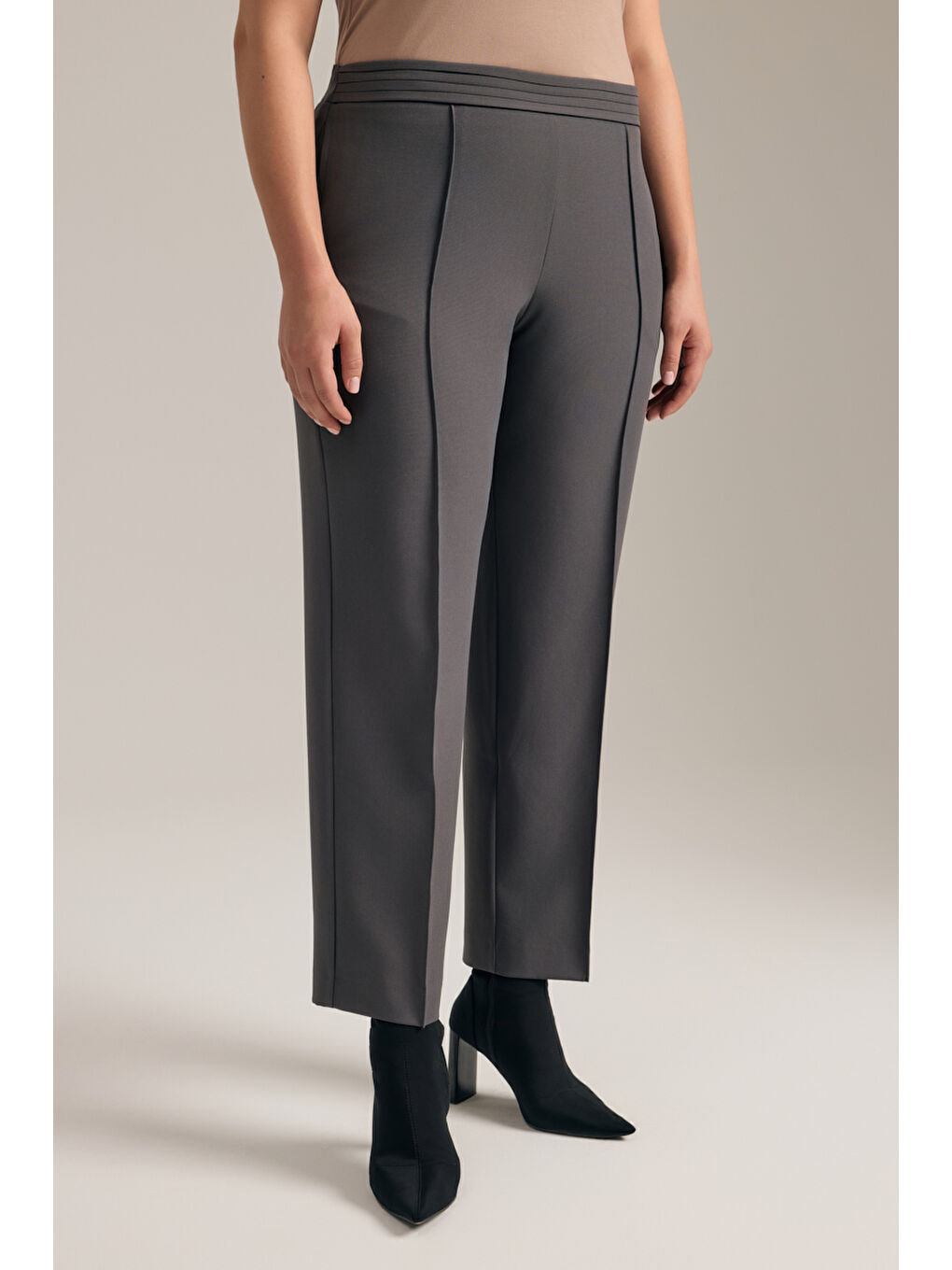 Antrasit Kemeri Pile Detaylı Pantolon-2