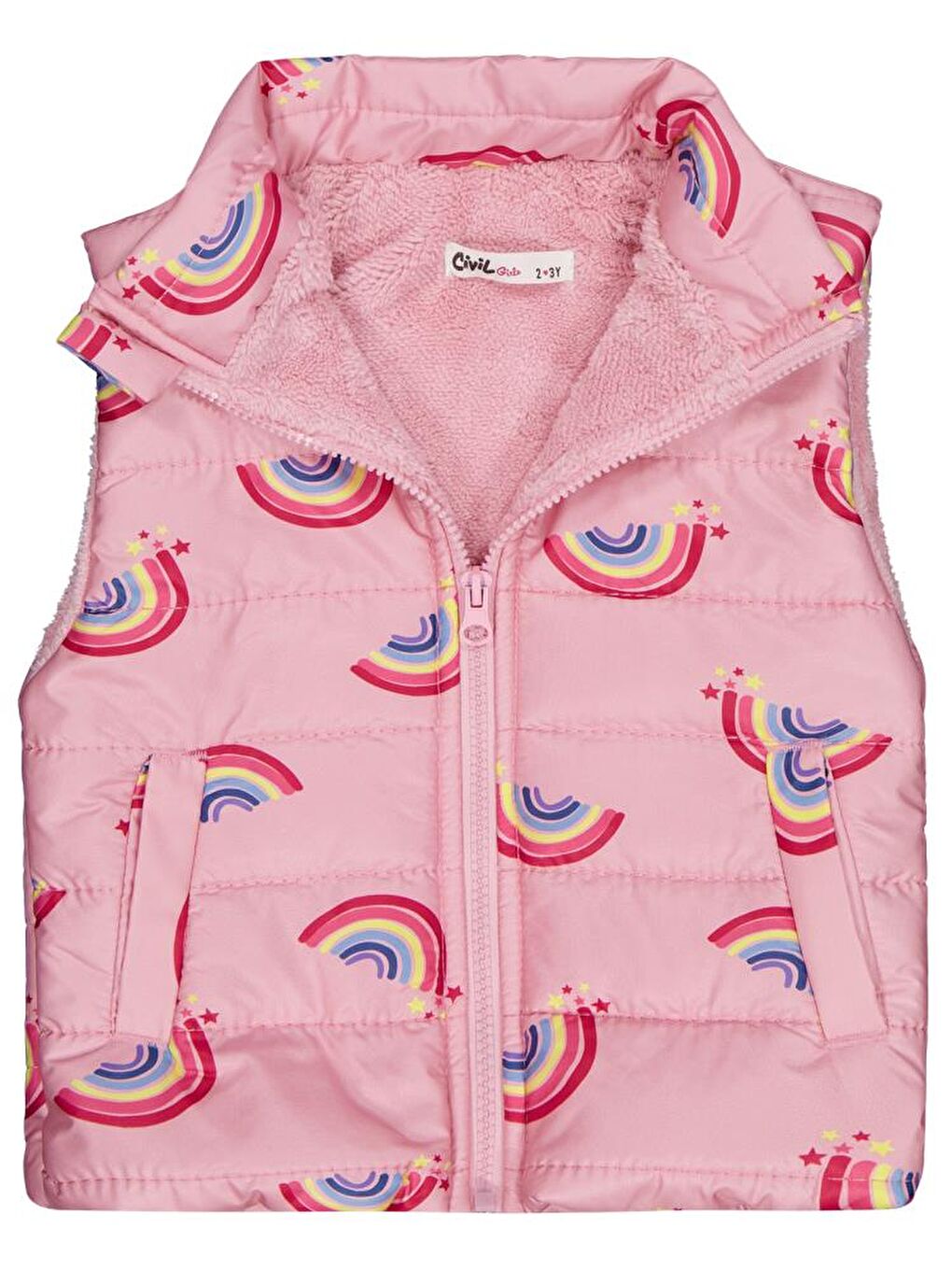 Girls Rainbow Baskılı 2-5 Yaş Yelek - Pembe 5-6 Yaş-1