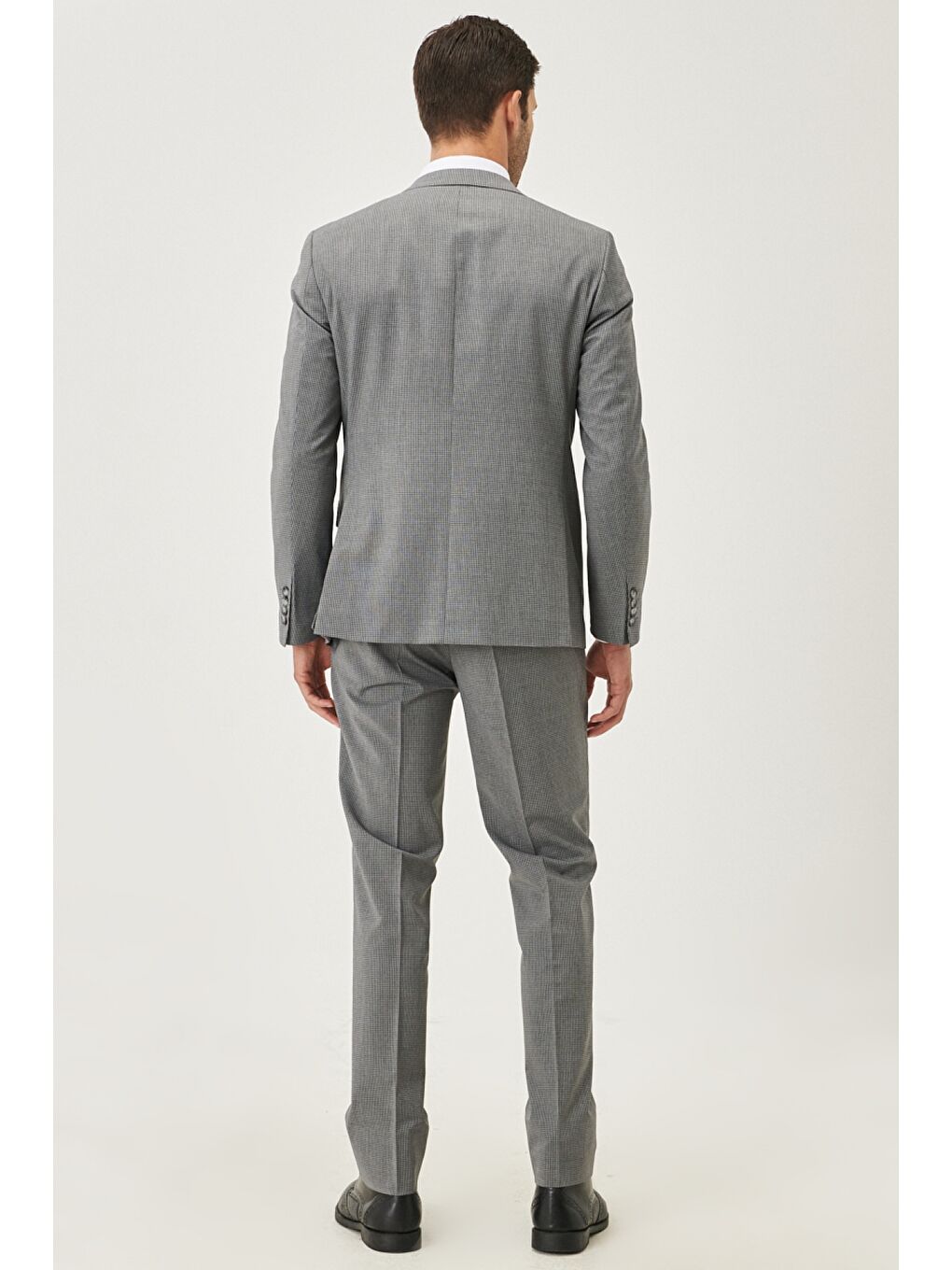 Erkek Gri Slim Fit Desenli Takım Elbise-5