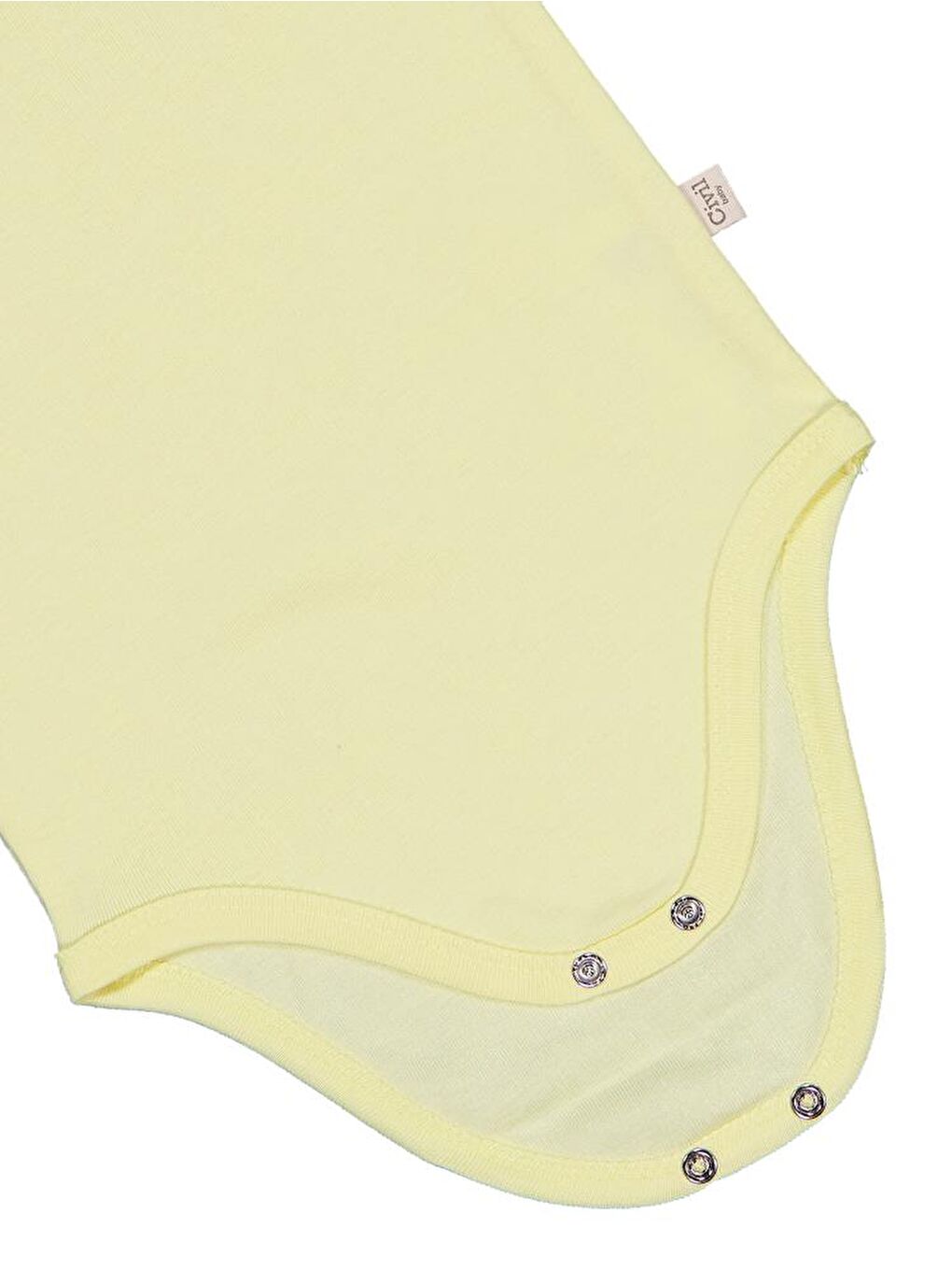 Baby Düz Renkli Kısa Kol 3-9 Ay Çıtçıtlı Badi - Sarı 3-6 Ay-1