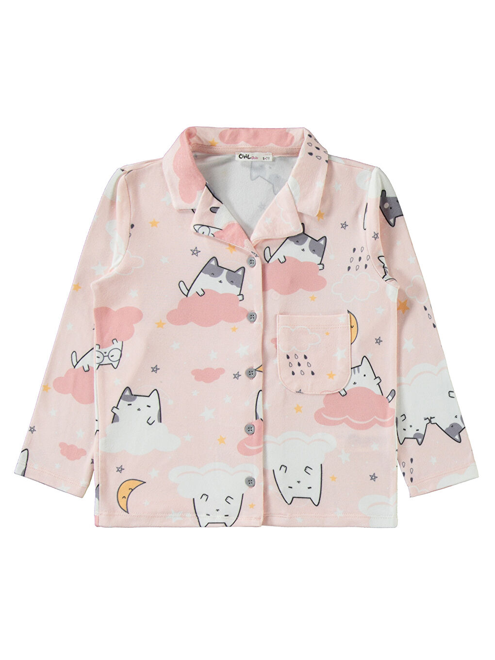 Pembe Kız Çocuk Pijama Takımı 10-13 Yaş Koyu Somon-2