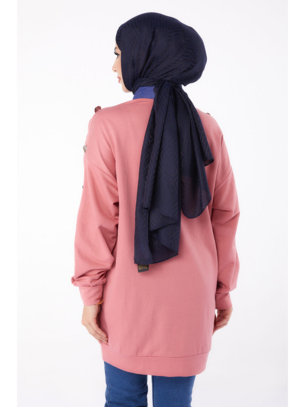 Pembe Jean Detaylı Sweatshirt Gül   13298-3