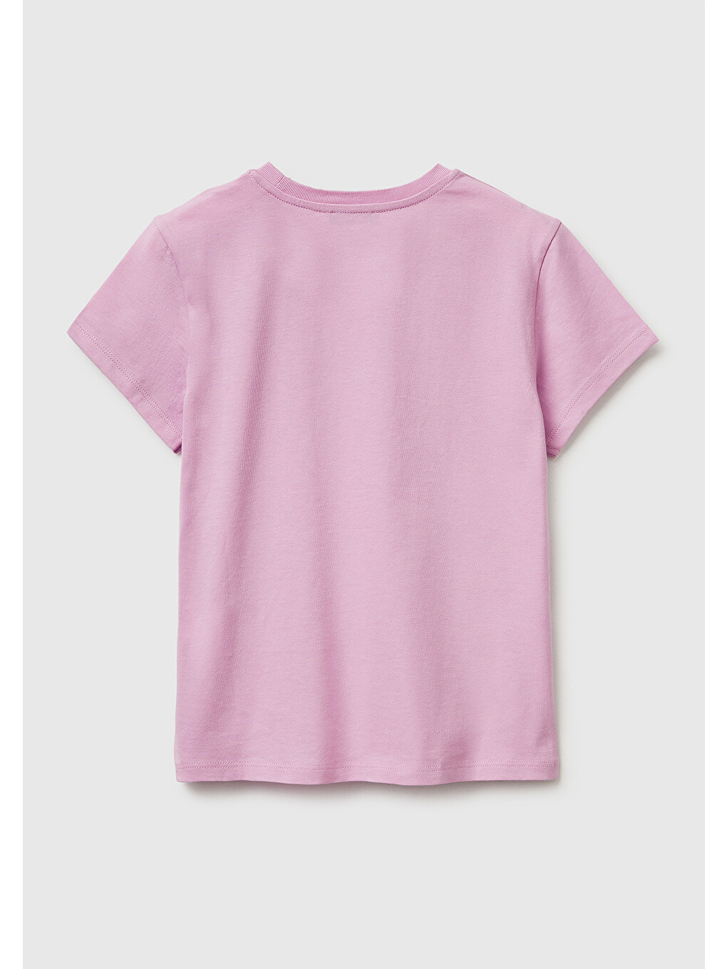 Kız Çocuk Pembe Simli Logolu Bisiklet Yaka T-Shirt-1