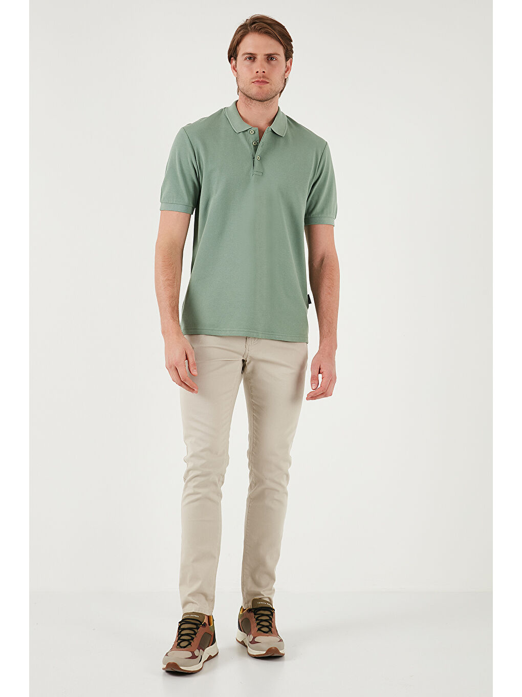 Gri Pamuklu Regular Fit Düğmeli Polo Yaka 4'lü Paket %100 Pamuk Tişört 590211827S4-5