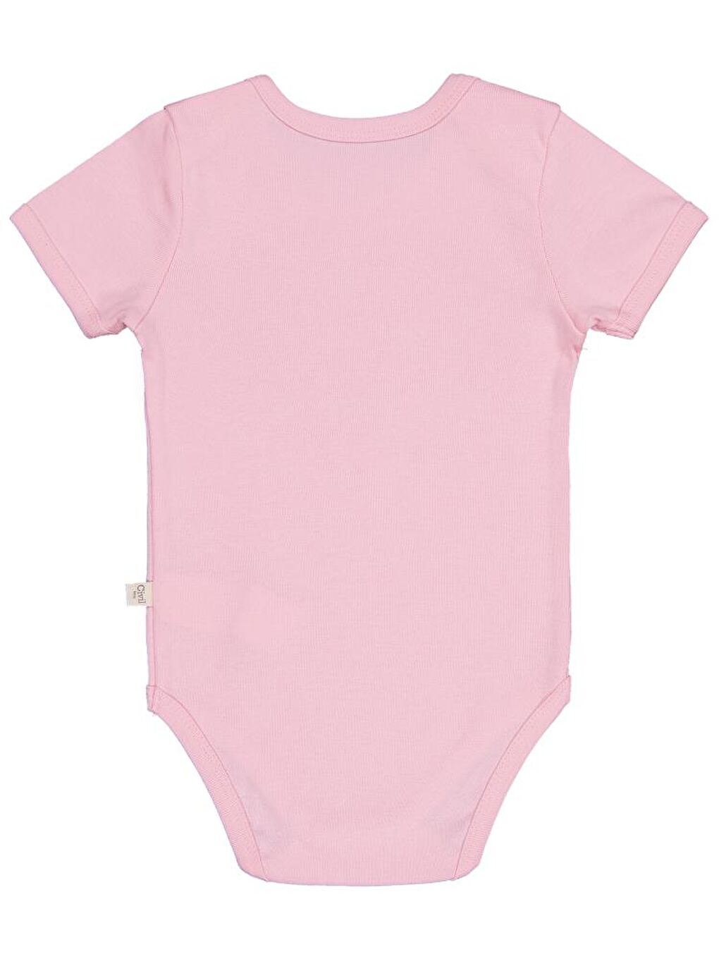 Baby Düz Renkli Kısa Kol Çıtçıtlı Badi - Pembe 0-1 Ay-1
