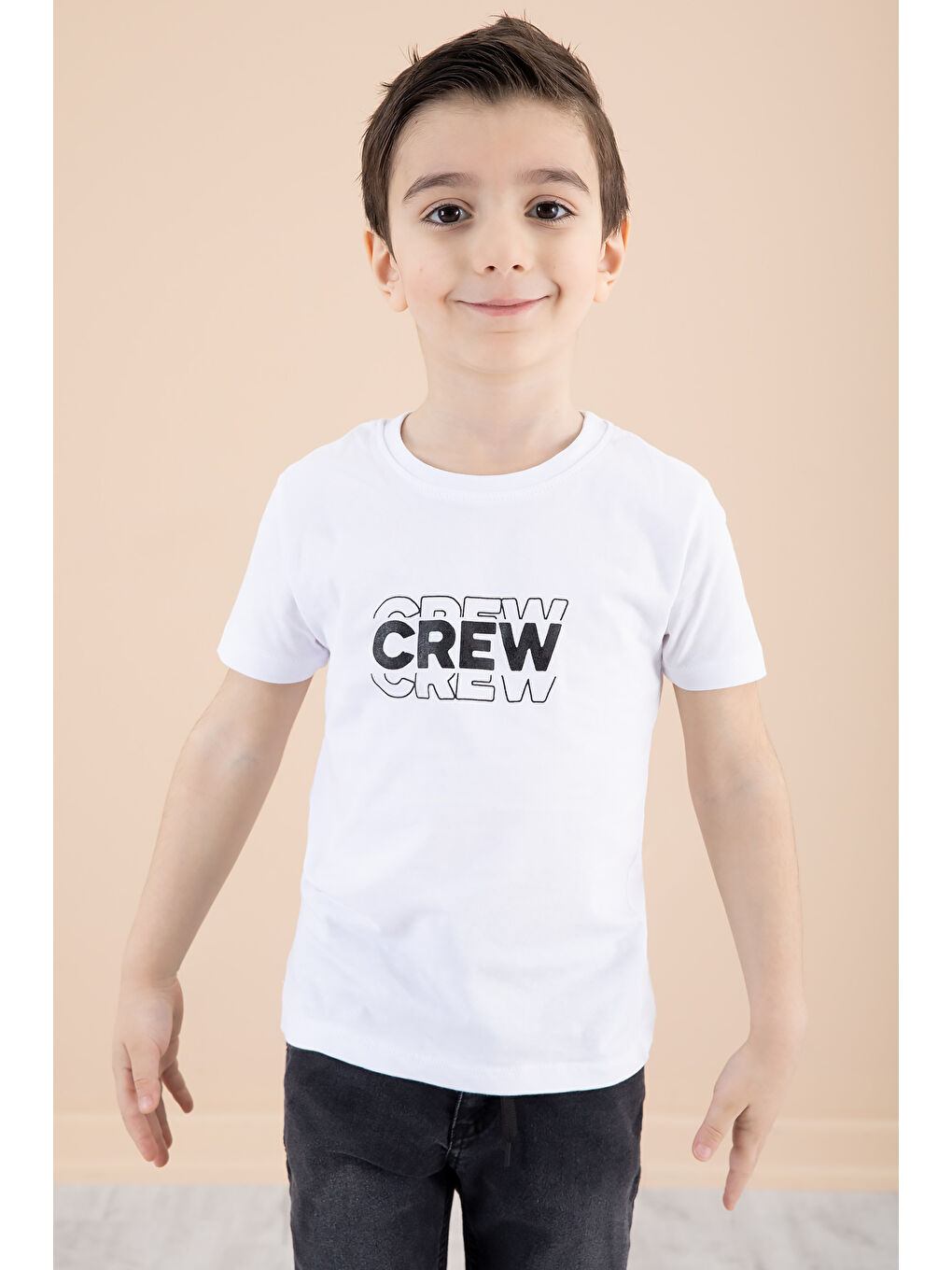 Kahverengi Erkek Çocuk Taba Fermuar Cepli Yazı Baskılı Tişörtlü Ceket 20093-4