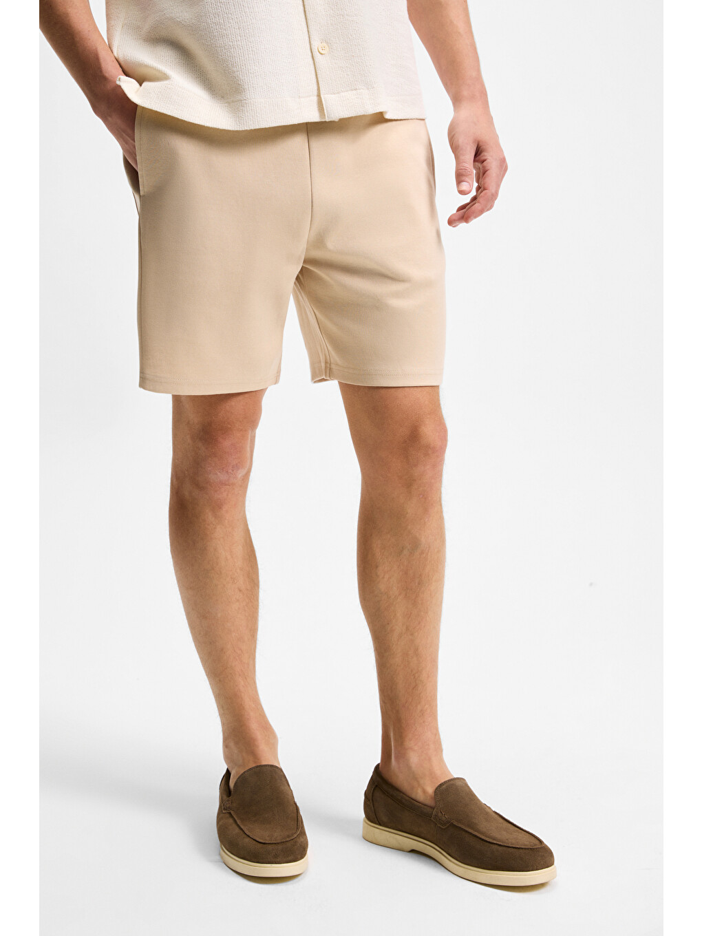 Bej TYRONE Erkek Beli Lastikli Arka Tek Cepli Relaxed Fit BEJ Şort-2
