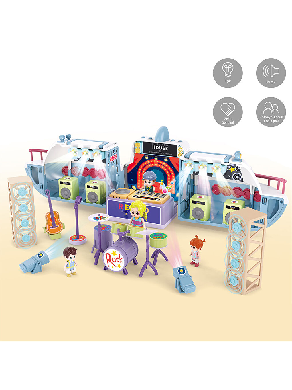 Sesli Işıklı Aksesuarlı Parti Teknesi Beyaz-1