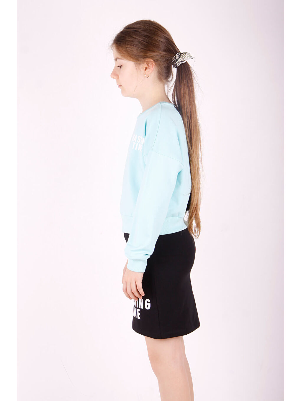 Turkuaz Kız Çocuk Wasting Baskılı Etekli Takım-1