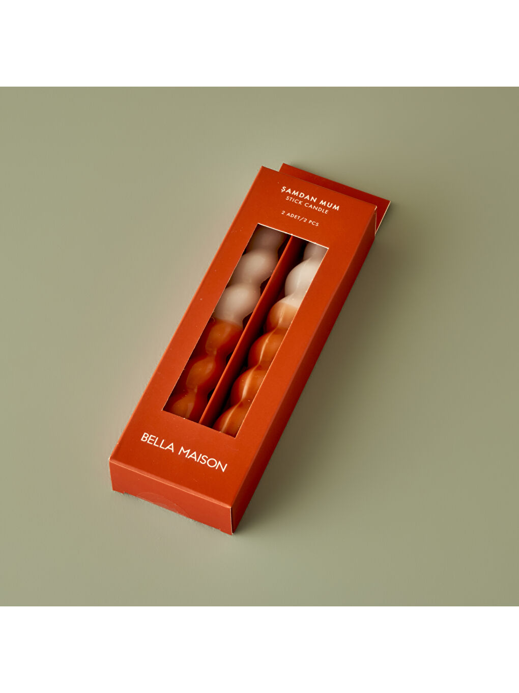 Kahverengi Hill Yarım Boyalı Burgulu Şamdan Mum 2'li Kiremit (18x2 cm)-1