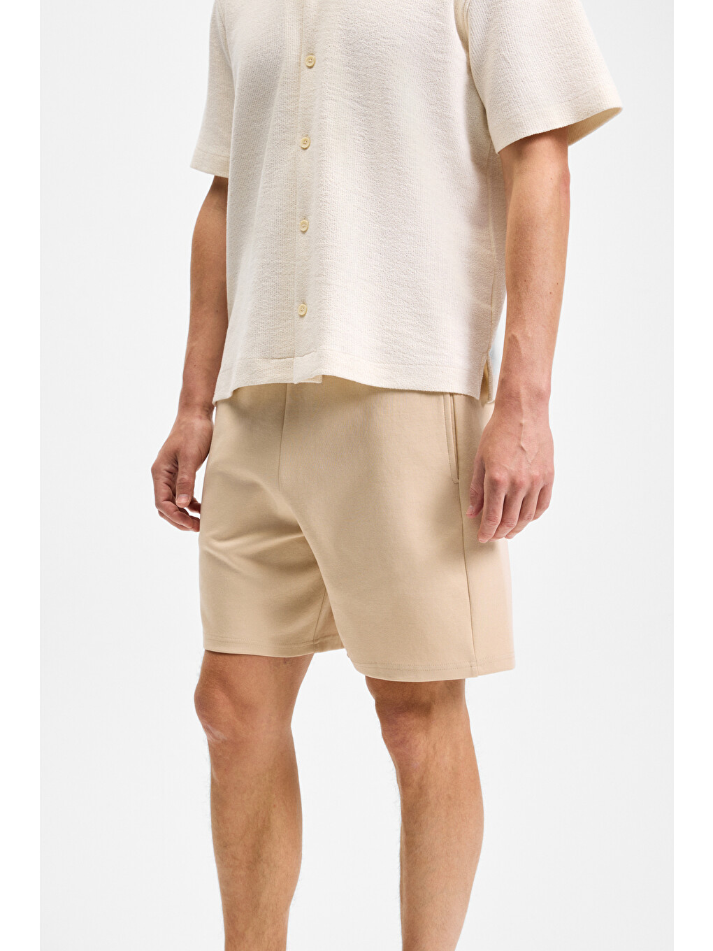 Bej TYRONE Erkek Beli Lastikli Arka Tek Cepli Relaxed Fit BEJ Şort-3