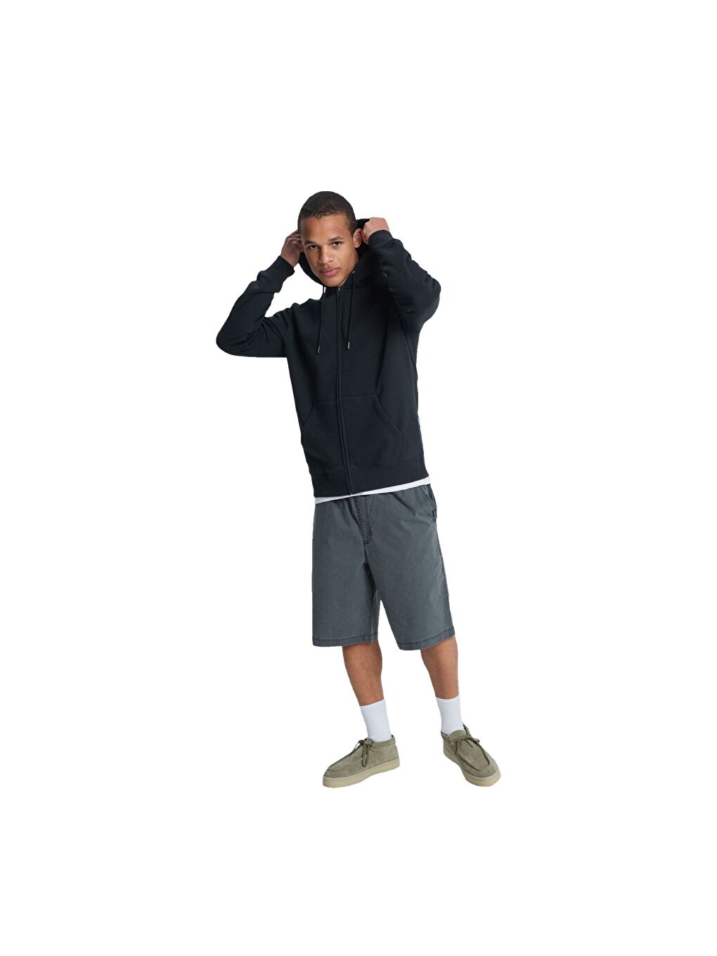 Salt Water Zip Hoodie Erkek Siyah Fermuarlı Sweatshirt-4