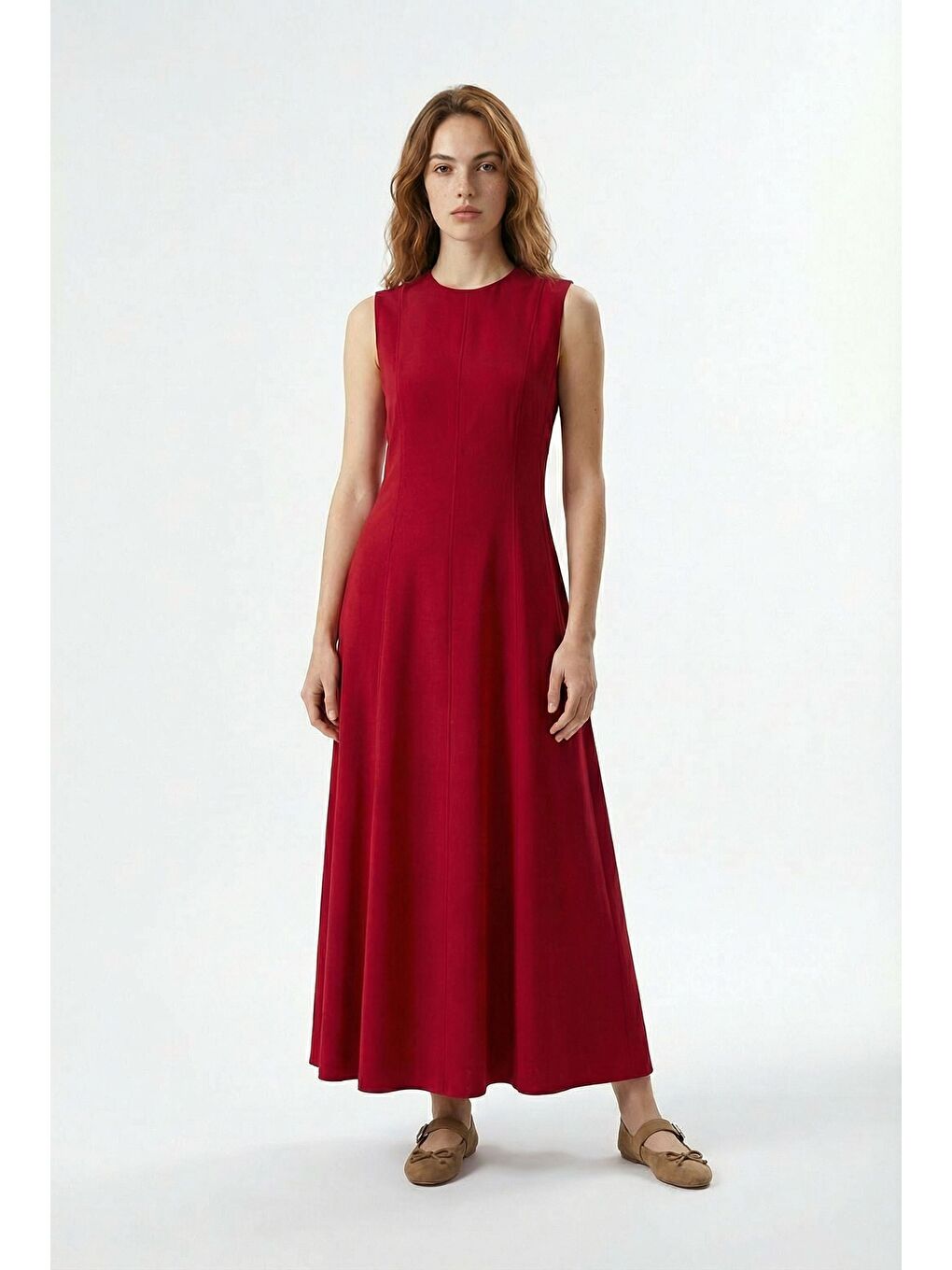 Bordo-Kup Detaylı Fit Elbise