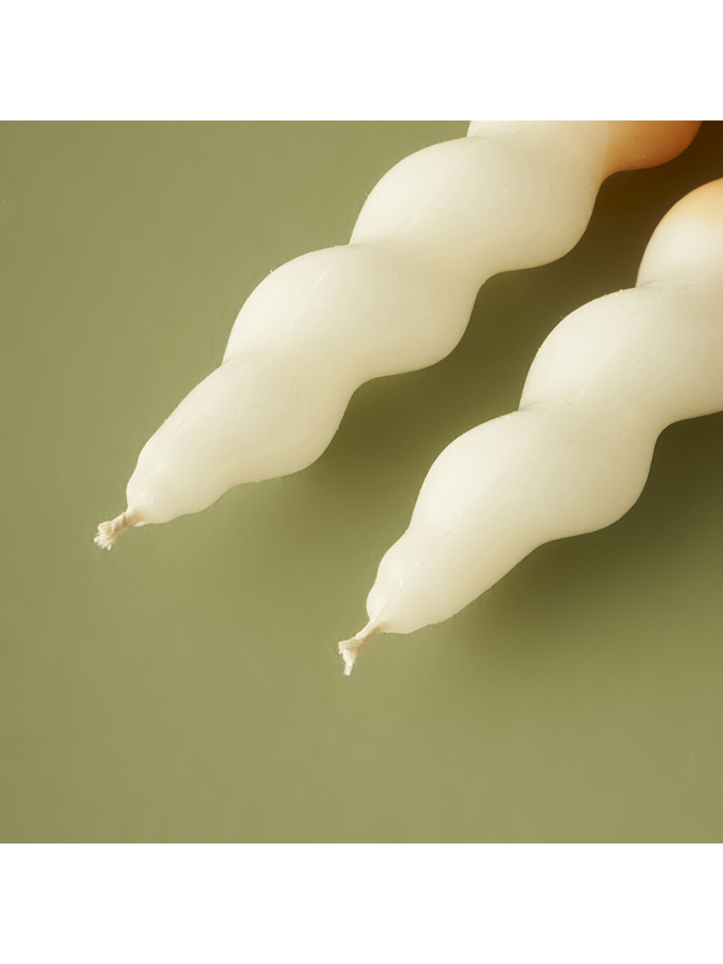 Sarı Hill Yarım Boyalı Burgulu Şamdan Mum 2'li Hardal (18x2 cm)-2