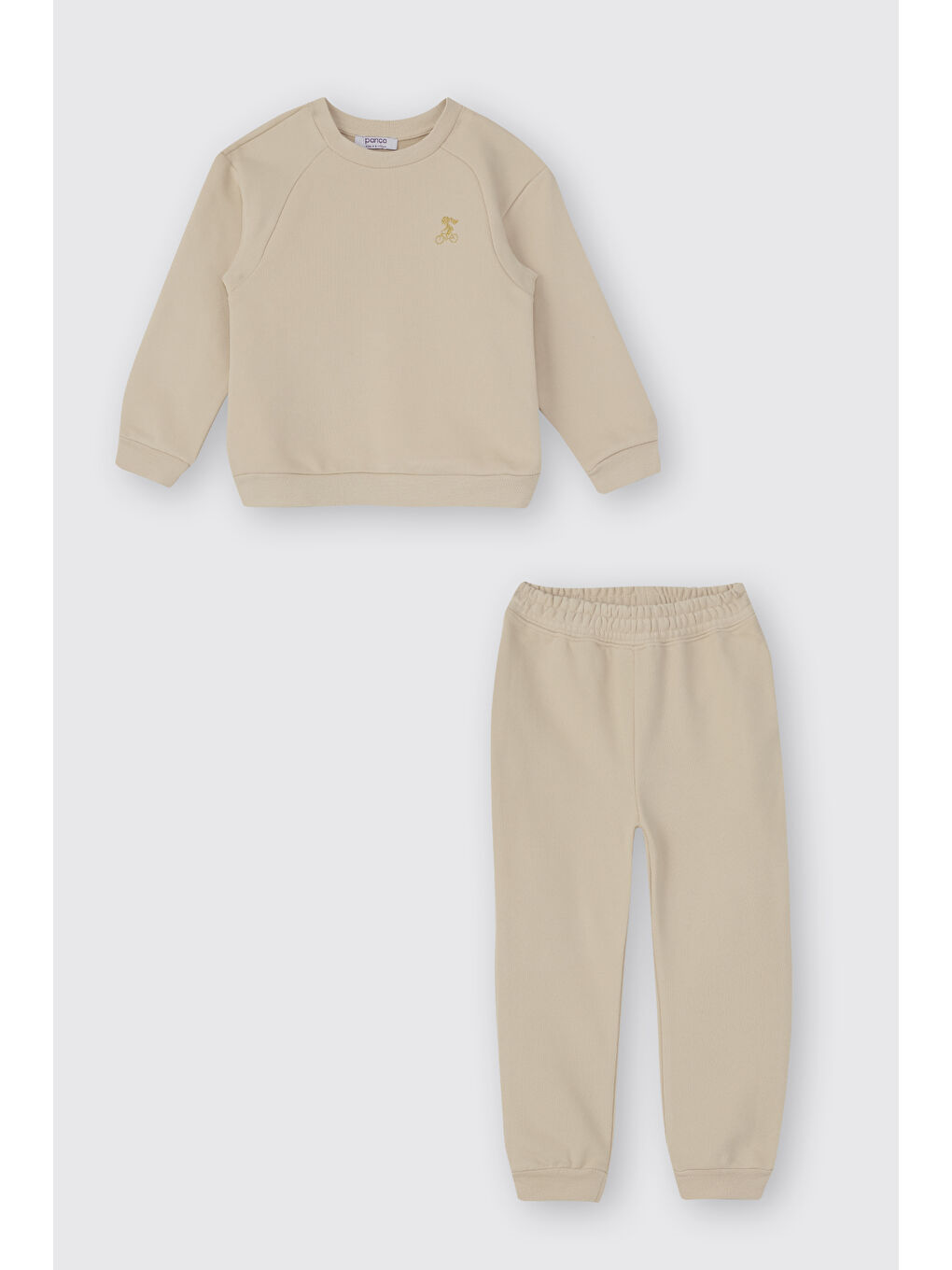 Kız Bebek Nakış Detaylı Bej Eşofman Takımı