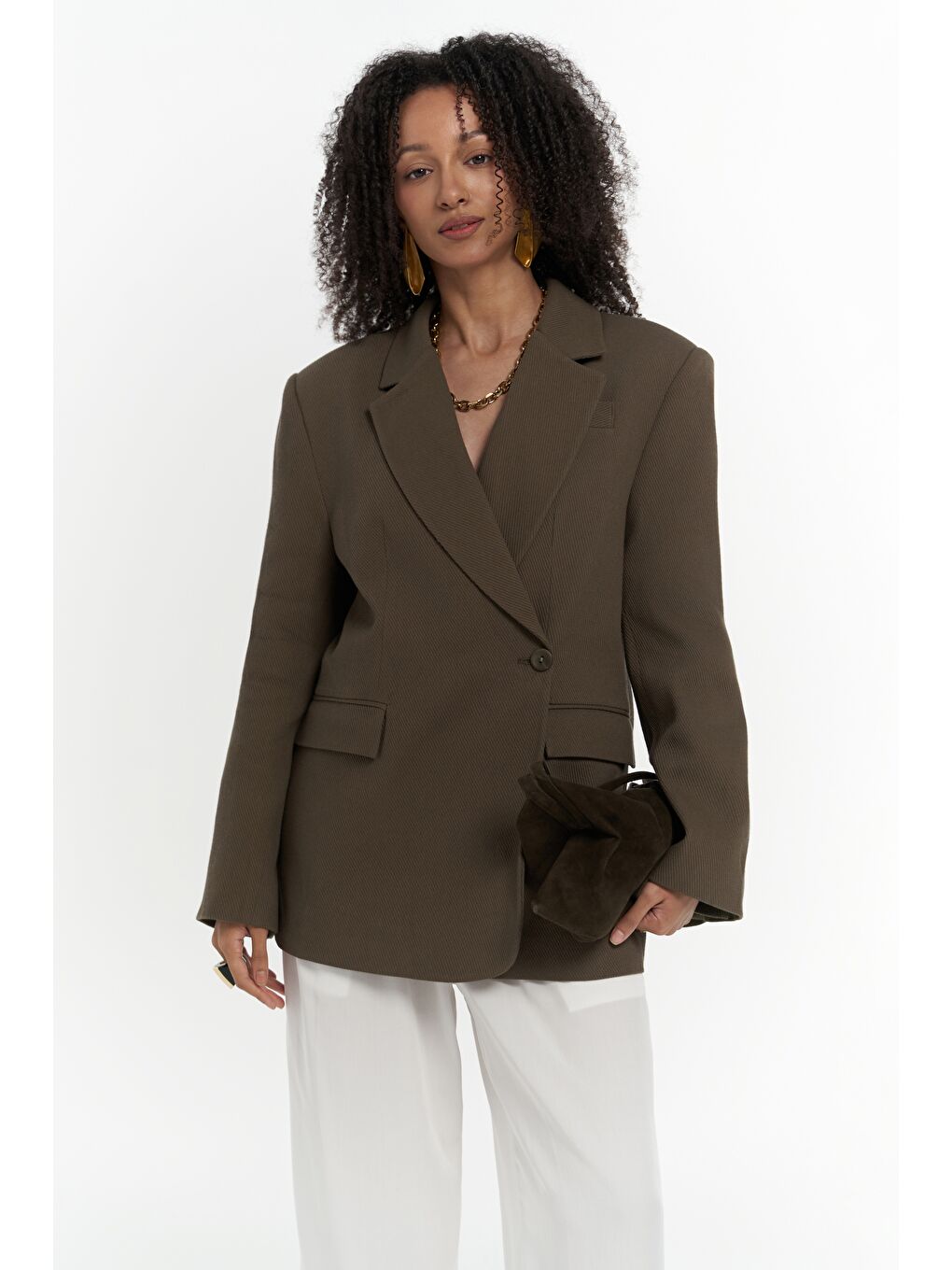 Solara Arkası Düğmeli Yeşil Blazer-1