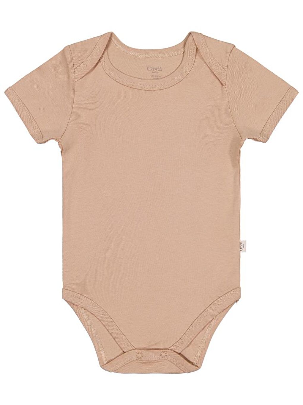 Baby Düz Renkli Kısa Kol Çıtçıtlı Badi - Kahverengi 0-1 Ay