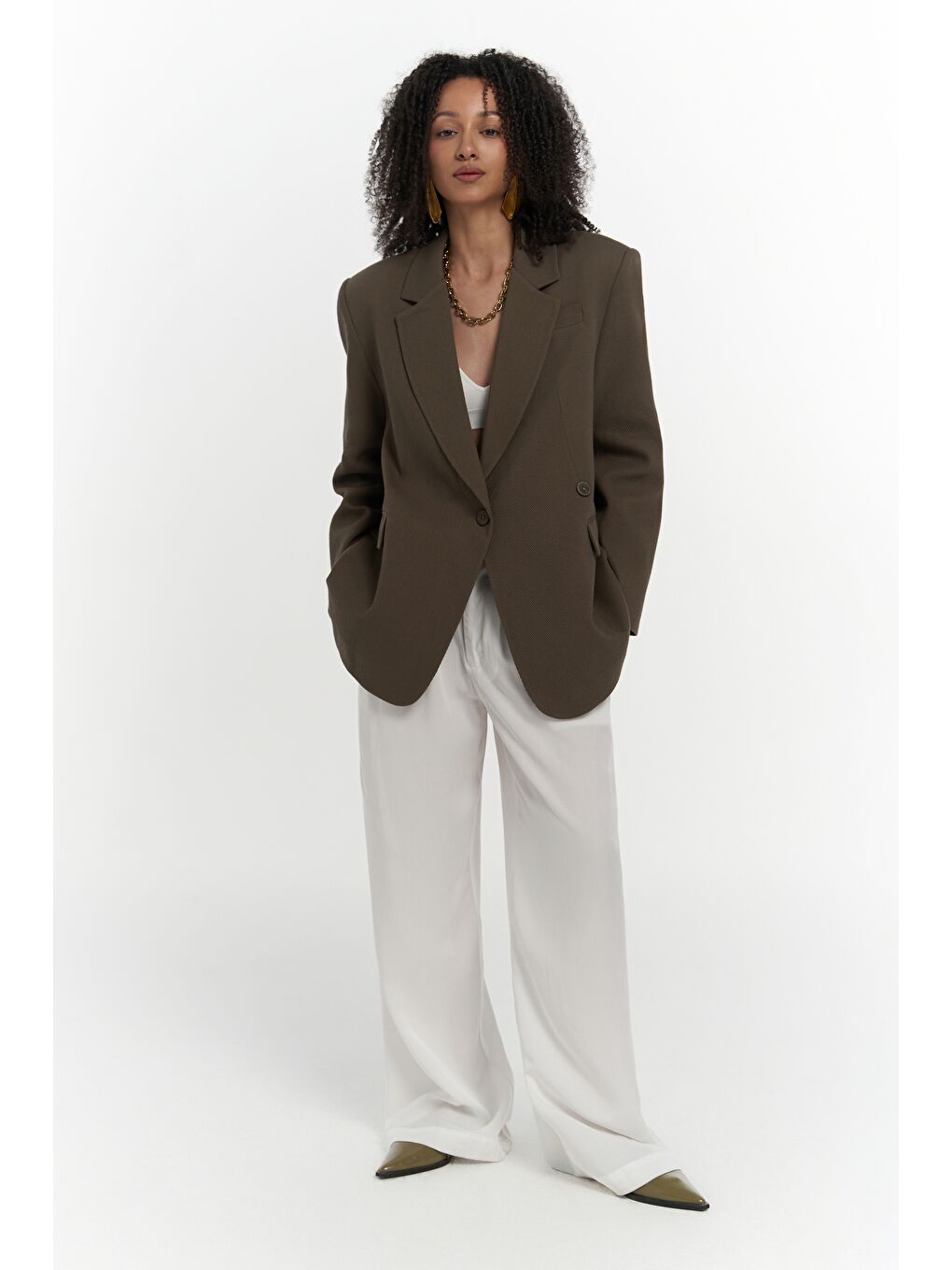 Solara Arkası Düğmeli Yeşil Blazer-2