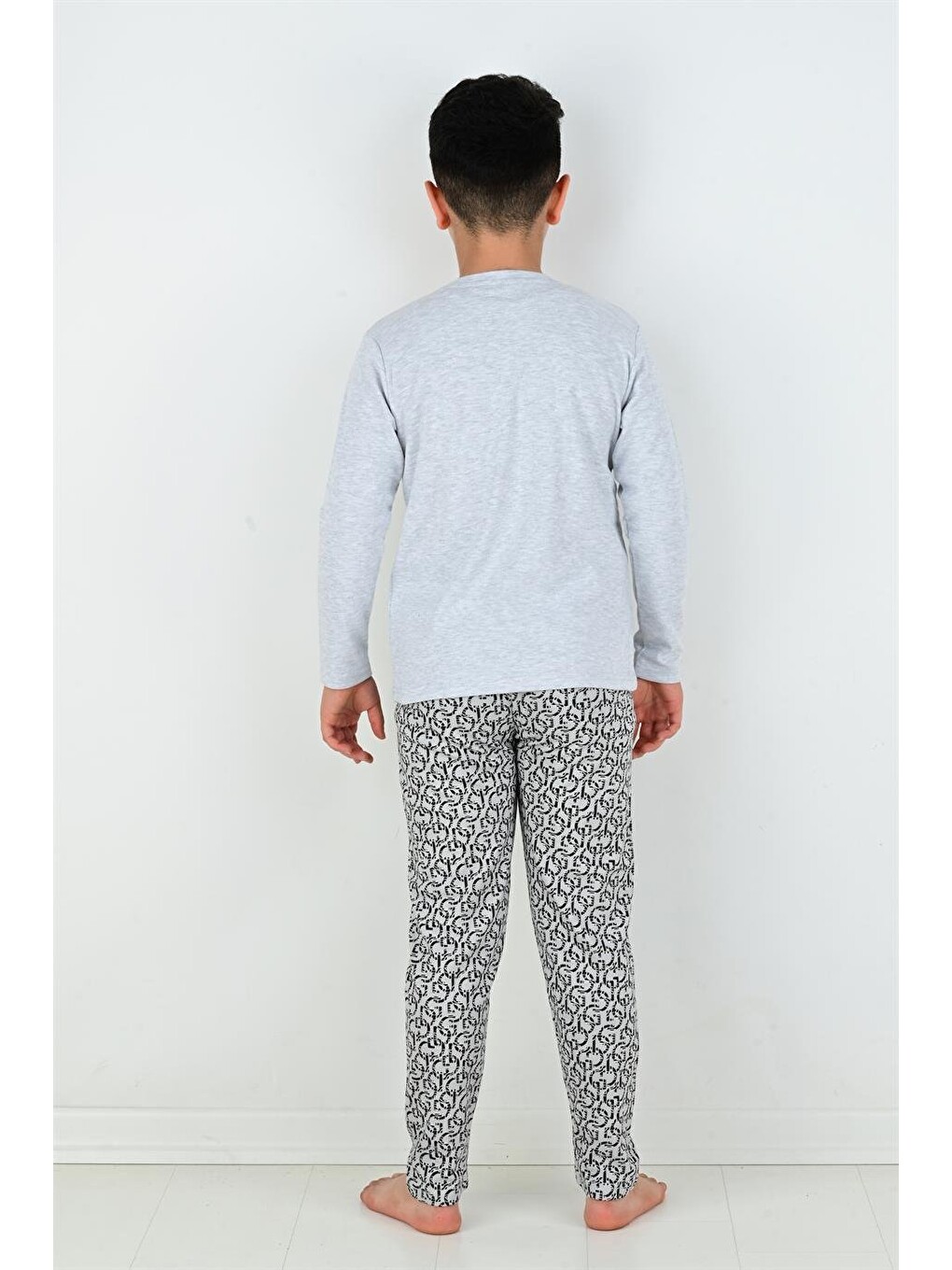 Gri Uzun Kollu Erkek Çocuk Game Dangerous Model Pijama Takımı-7
