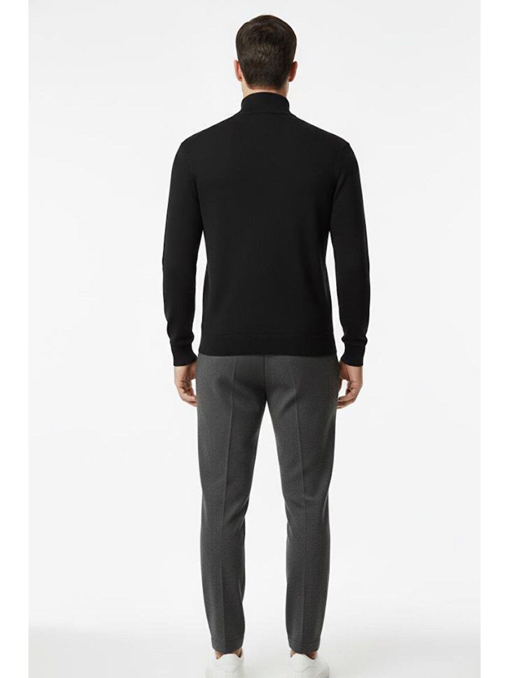 Siyah Regular Fit Pamuklu Fermuarlı Yarım Balıkçı Yaka Erkek Triko Kazak-3
