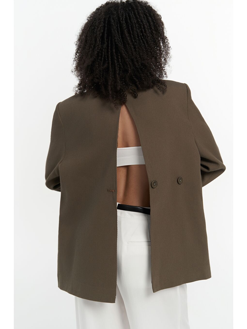 Solara Arkası Düğmeli Yeşil Blazer-5